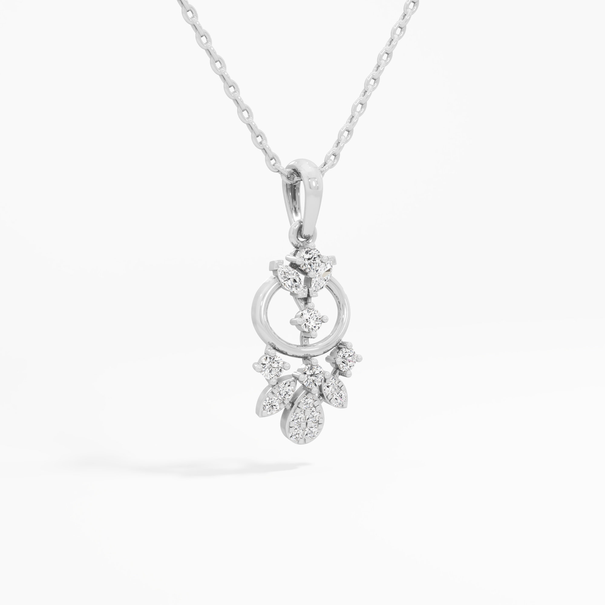 Floral Trellis Diamond Pendants | Chain Available Separately in 9KT White Gold (Diamond Quality: FG-VVS VS)