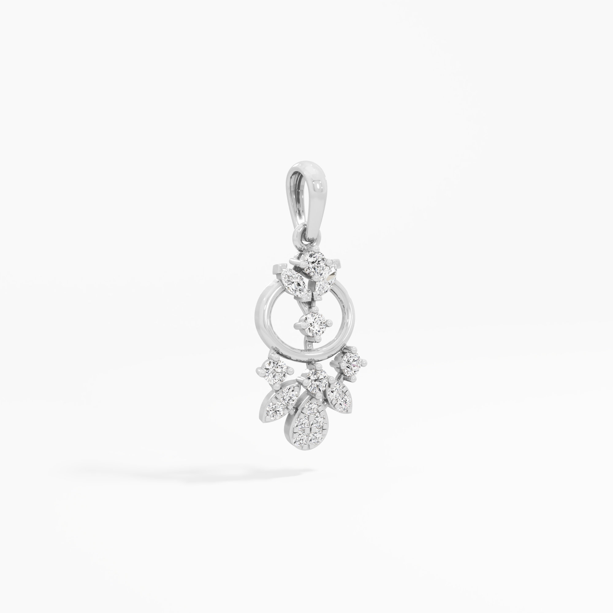 Floral Trellis Diamond Pendants | Chain Available Separately in 9KT White Gold (Diamond Quality: FG-VVS VS)