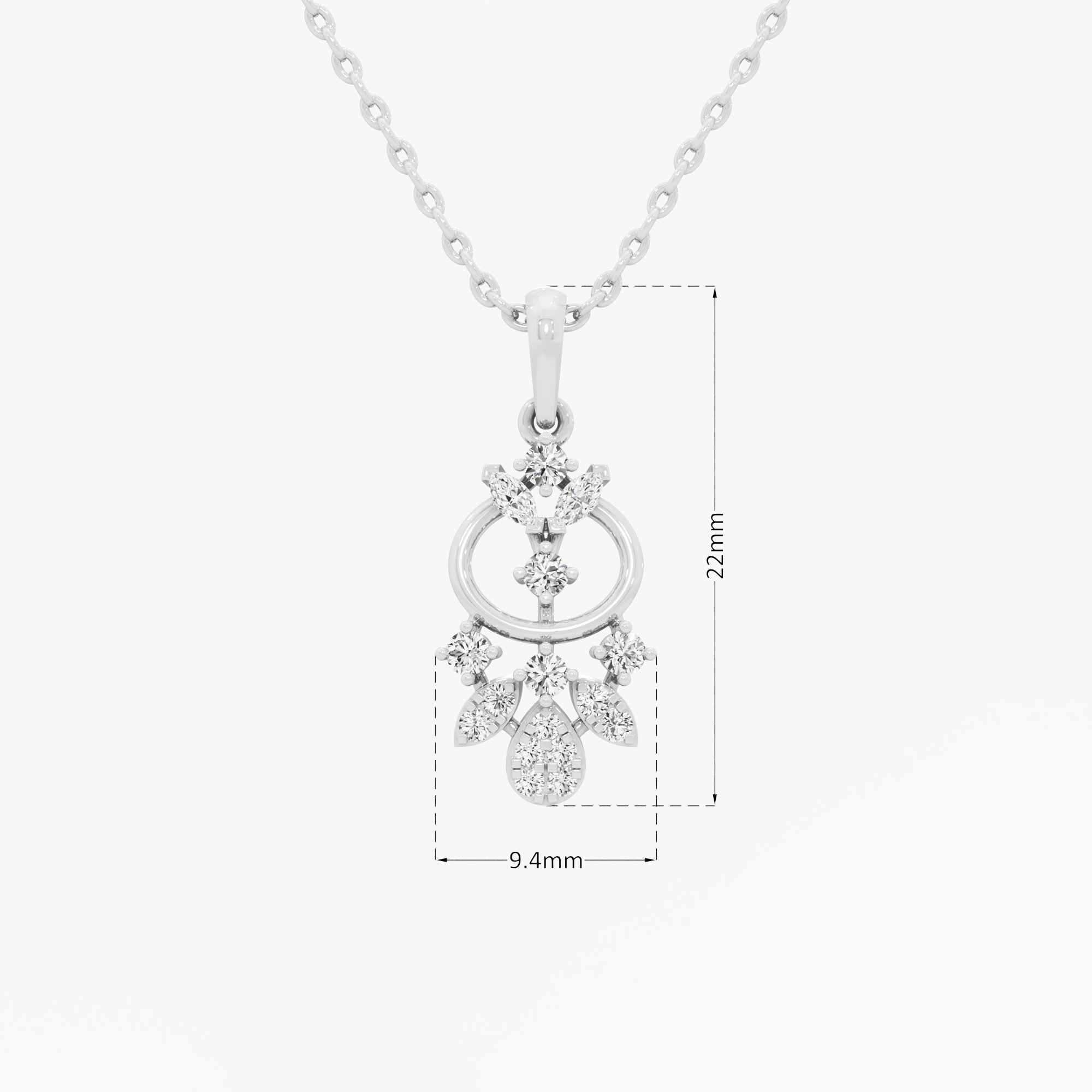 Floral Trellis Diamond Pendants | Chain Available Separately in 9KT White Gold (Diamond Quality: FG-VVS VS)