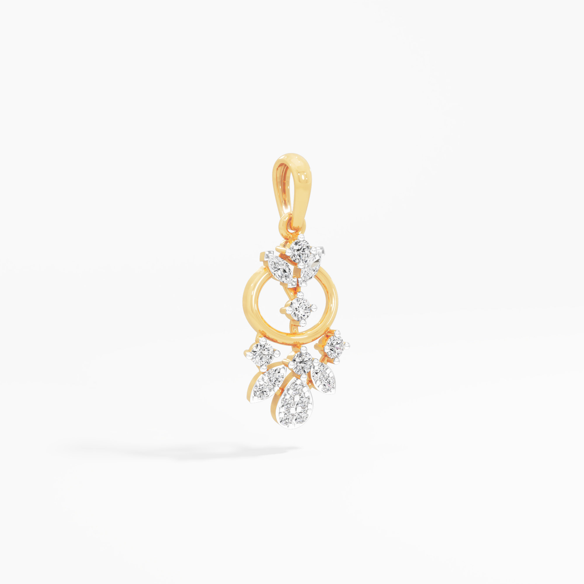 Floral Trellis Diamond Pendants | Individual Pendant in 9KT Yellow Gold (Diamond Quality: FG-VVS VS)