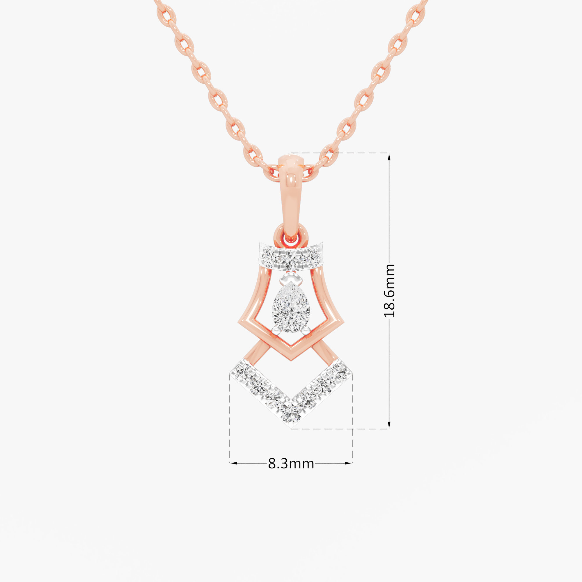 Crossroads Kite Diamond Pendants | Pendant Only in 9KT Rose Gold (Diamond Quality: FG-VVS VS)