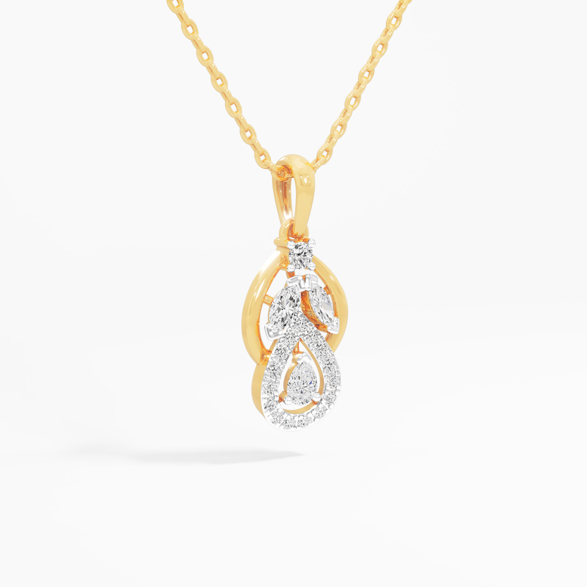 Dewdrop Lattice Diamond Pendant | Chain Available Separately in 9KT Yellow Gold (Diamond Quality: FG-VVS VS)