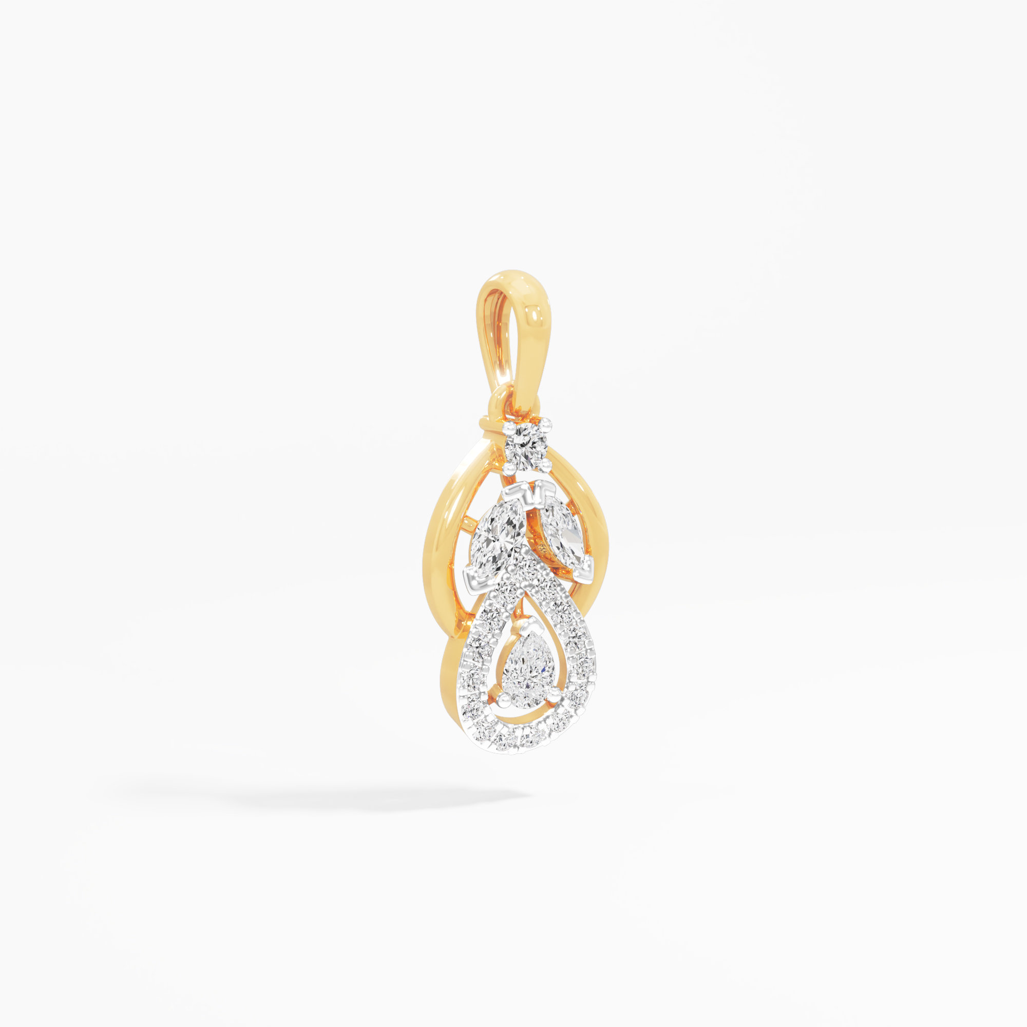Dewdrop Lattice Diamond Pendant | Chain Available Separately in 9KT Yellow Gold (Diamond Quality: FG-VVS VS)