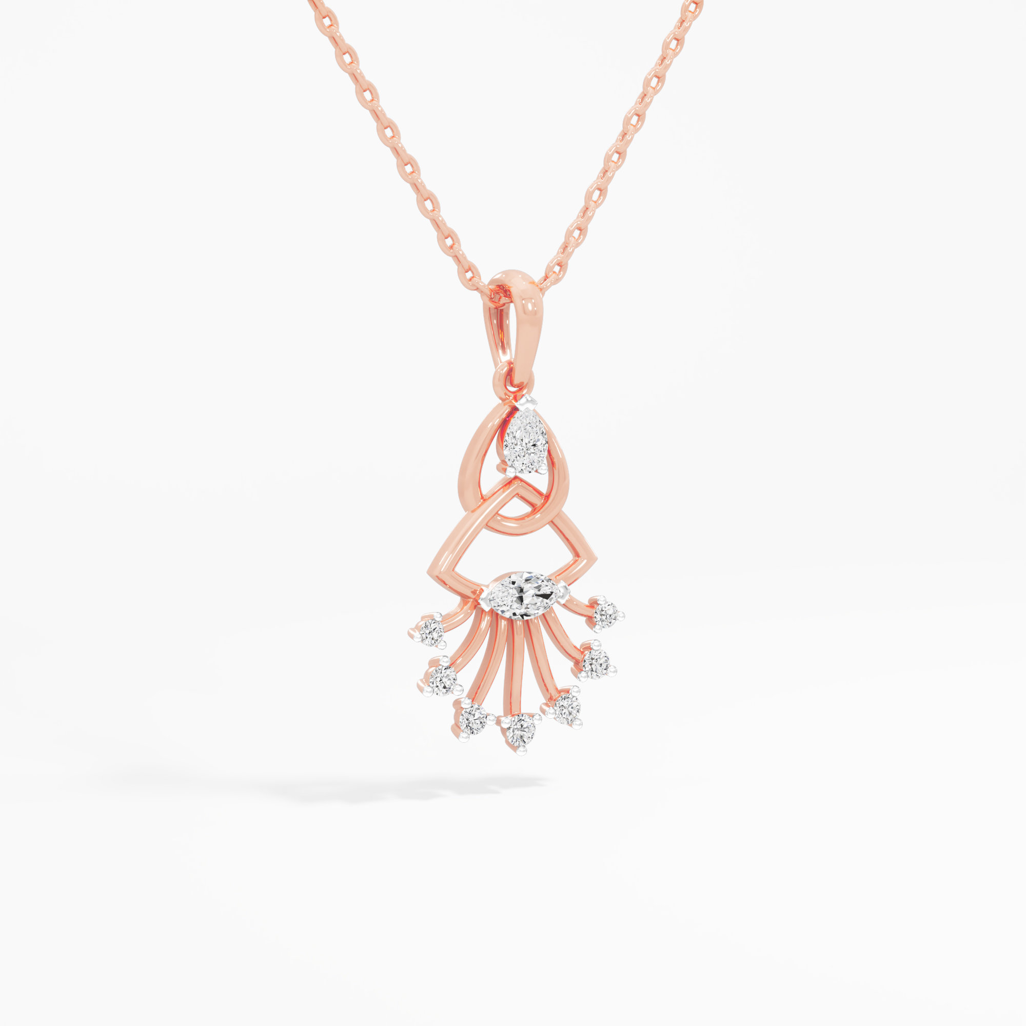Braided Knot Diamond Pendants | Pendant Only in 9KT Rose Gold (Diamond Quality: FG-VVS VS)