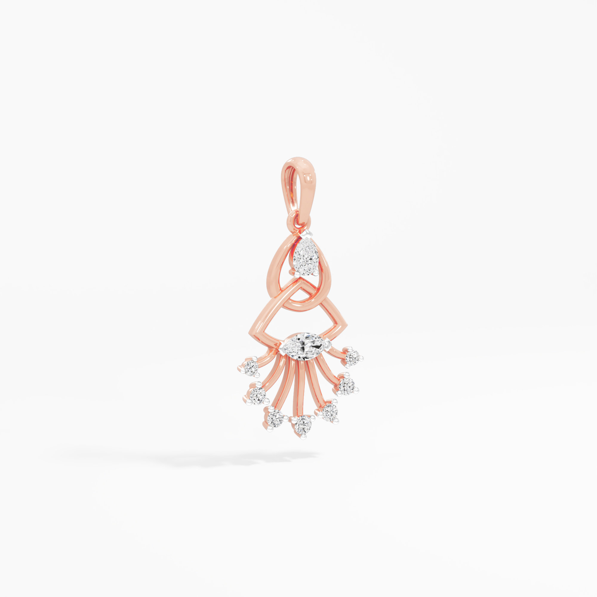 Braided Knot Diamond Pendants | Pendant Only in 9KT Rose Gold (Diamond Quality: FG-VVS VS)