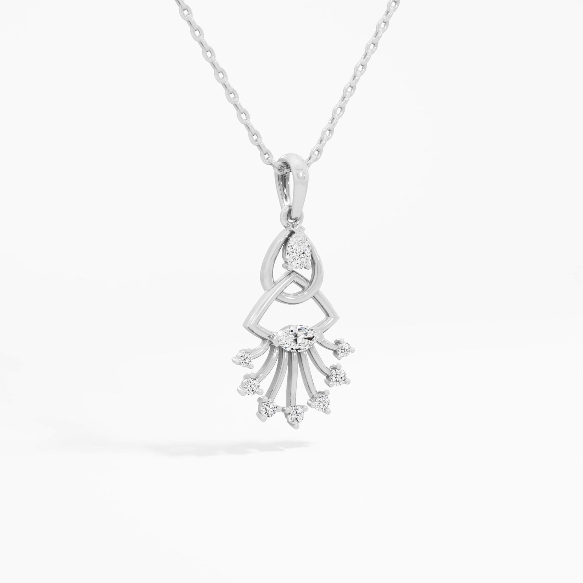 Braided Knot Diamond Pendants | Chain Available Separately in 9KT White Gold (Diamond Quality: FG-VVS VS)