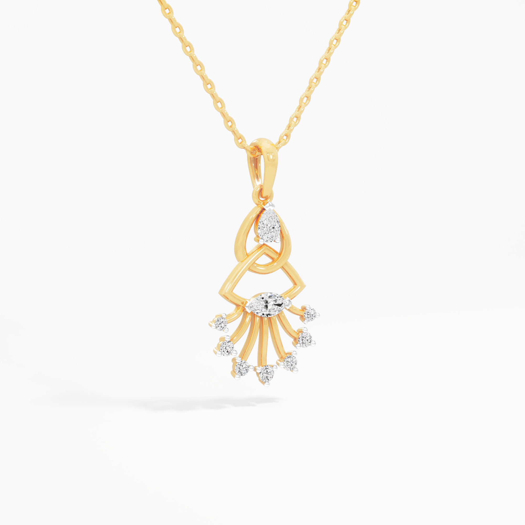 Braided Knot Diamond Pendants | Individual Pendant in 9KT Yellow Gold (Diamond Quality: FG-VVS VS)