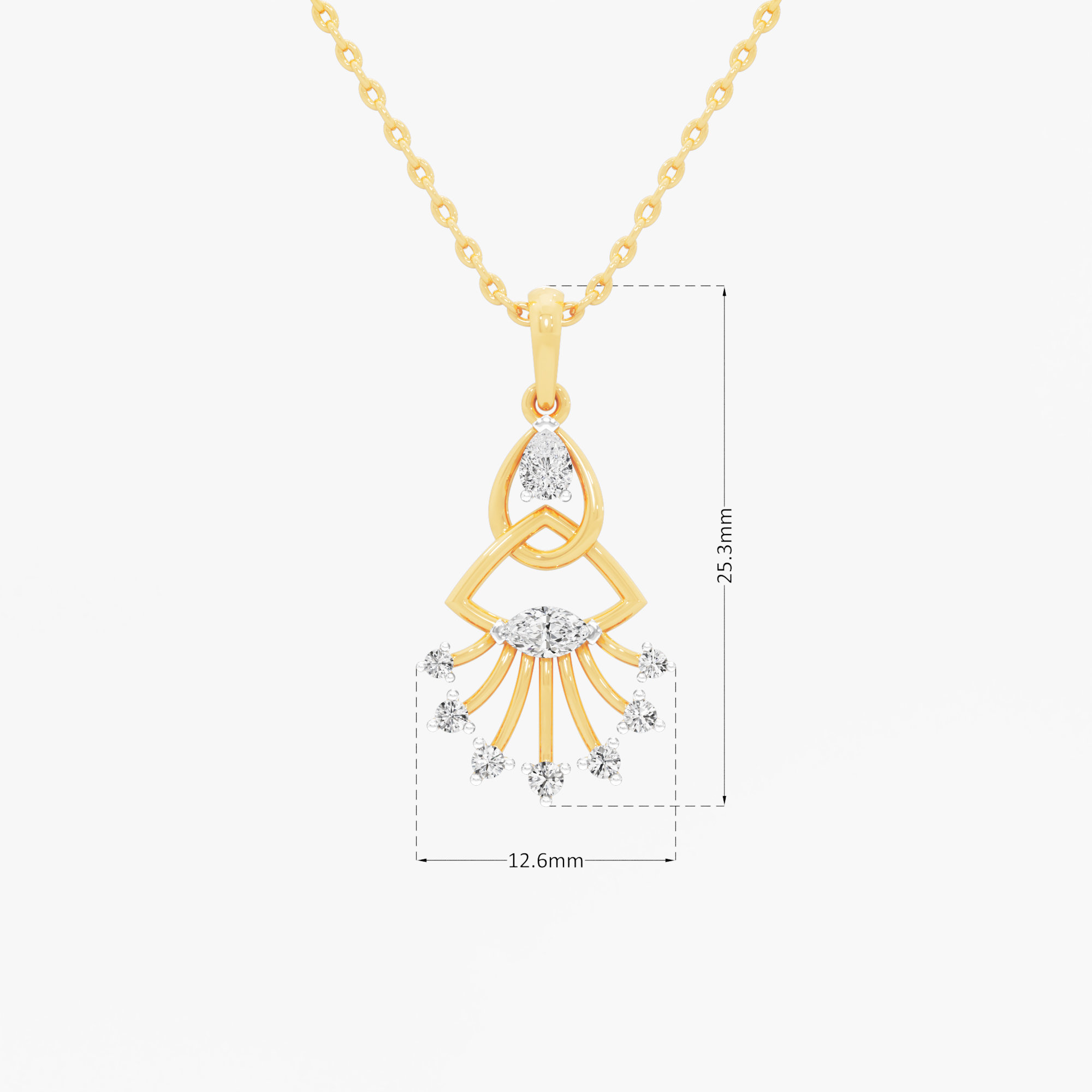 Braided Knot Diamond Pendants | Individual Pendant in 9KT Yellow Gold (Diamond Quality: FG-VVS VS)