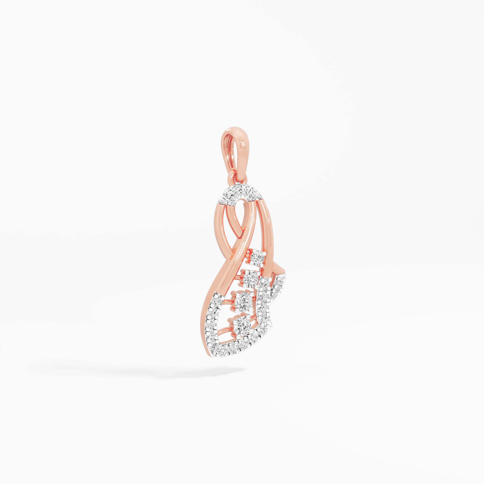 Curling Ribbon Diamond Pendants | Pendant Only in 9KT Rose Gold (Diamond Quality: FG-VVS VS)