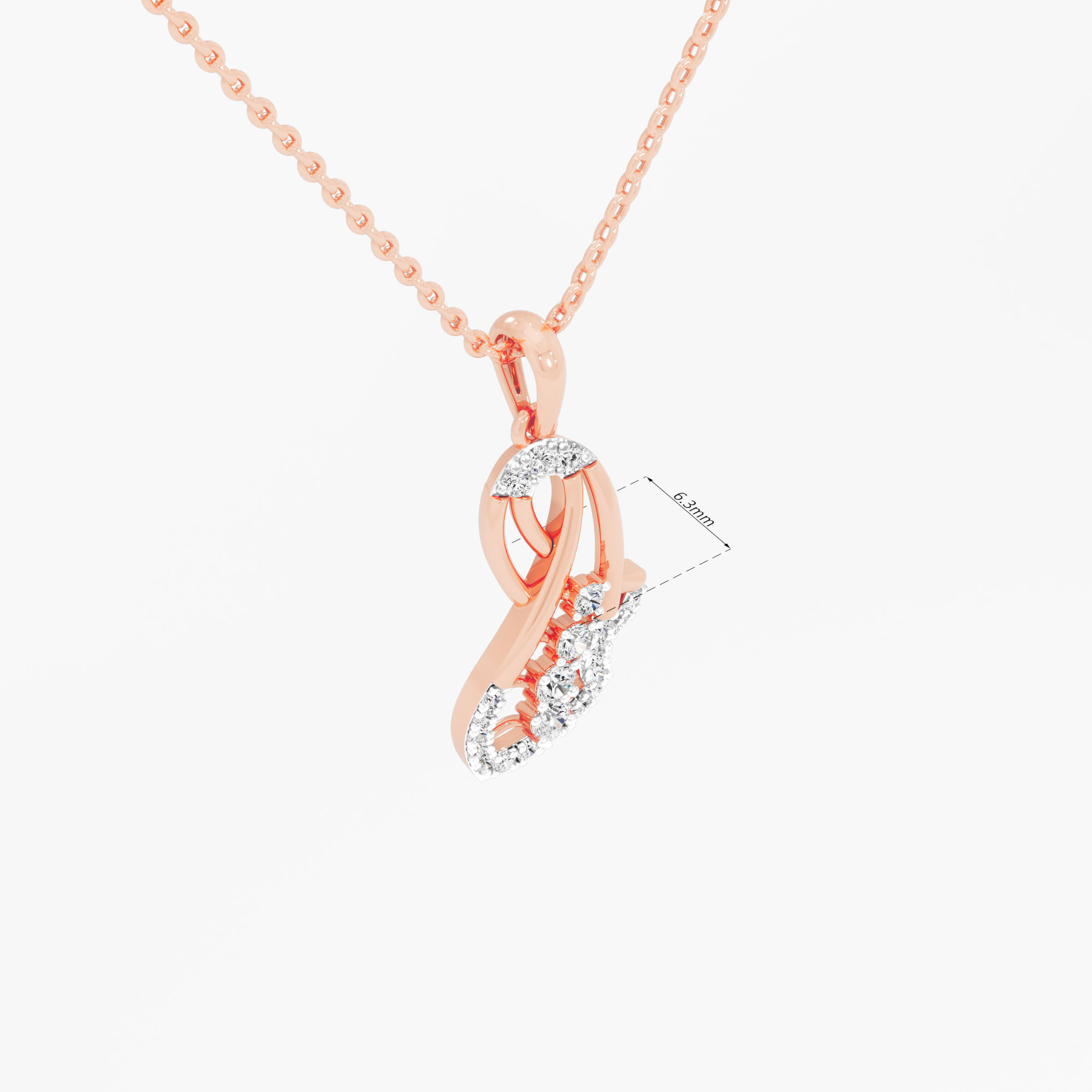 Curling Ribbon Diamond Pendants | Pendant Only in 9KT Rose Gold (Diamond Quality: FG-VVS VS)