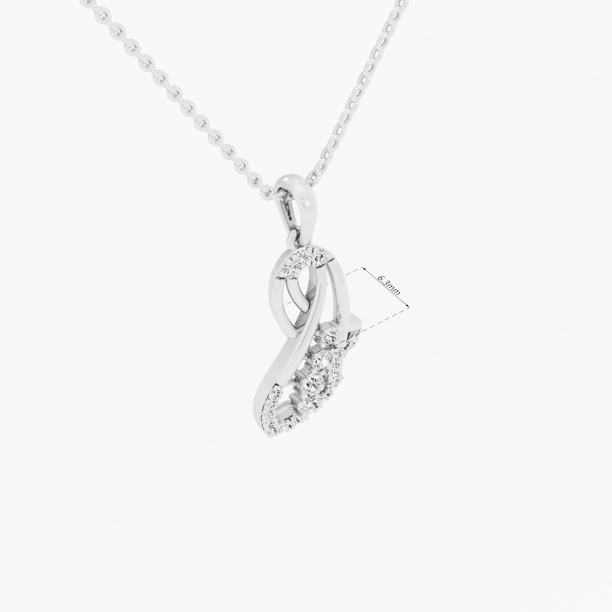 Curling Ribbon Diamond Pendants | Chain Available Separately in 9KT White Gold (Diamond Quality: FG-VVS VS)