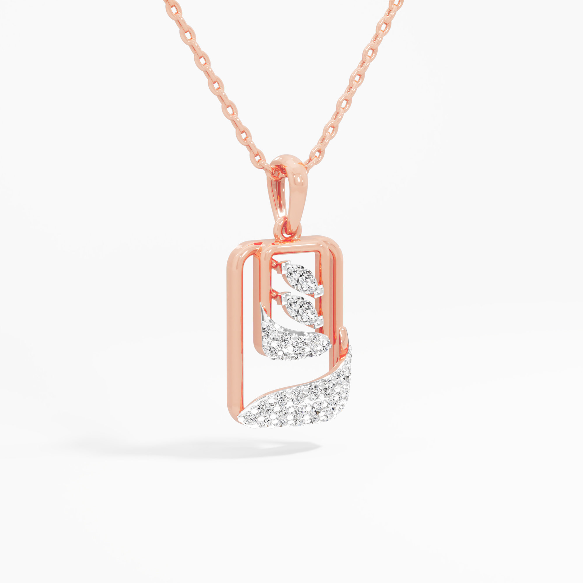 Rippling Wave Diamond Pendants | Pendant Only in 9KT Rose Gold (Diamond Quality: FG-VVS VS)