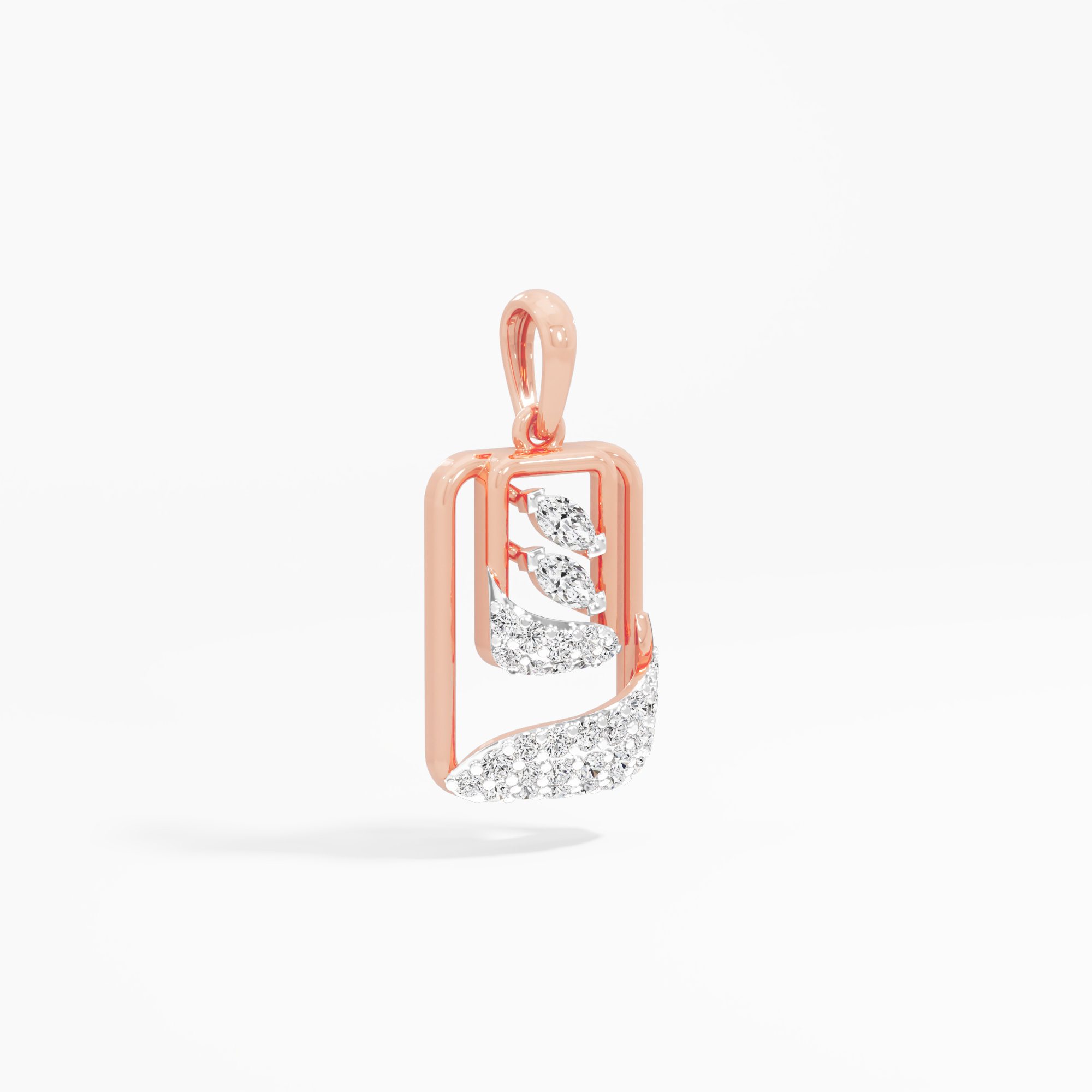 Rippling Wave Diamond Pendants | Pendant Only in 9KT Rose Gold (Diamond Quality: FG-VVS VS)