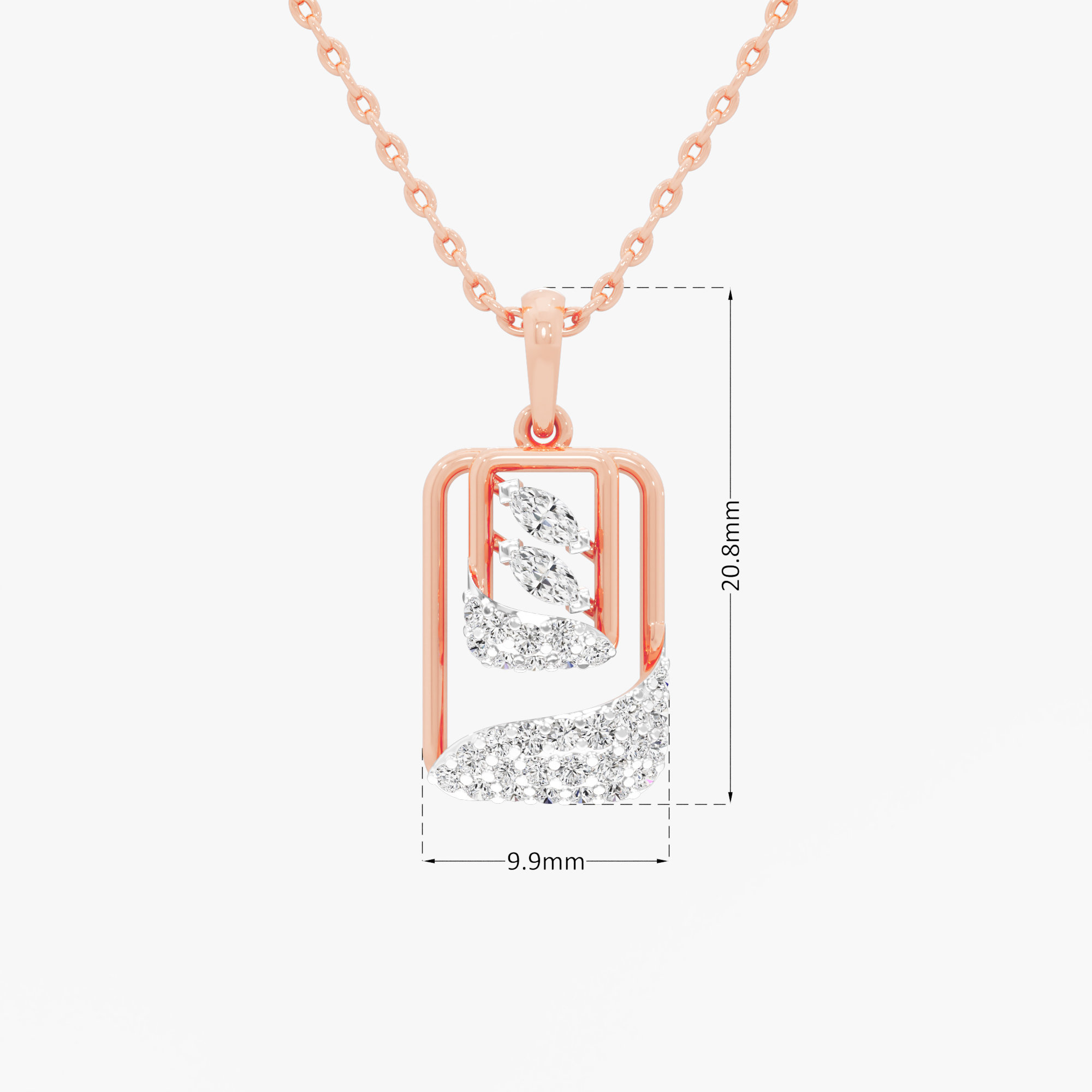 Rippling Wave Diamond Pendants | Pendant Only in 9KT Rose Gold (Diamond Quality: FG-VVS VS)