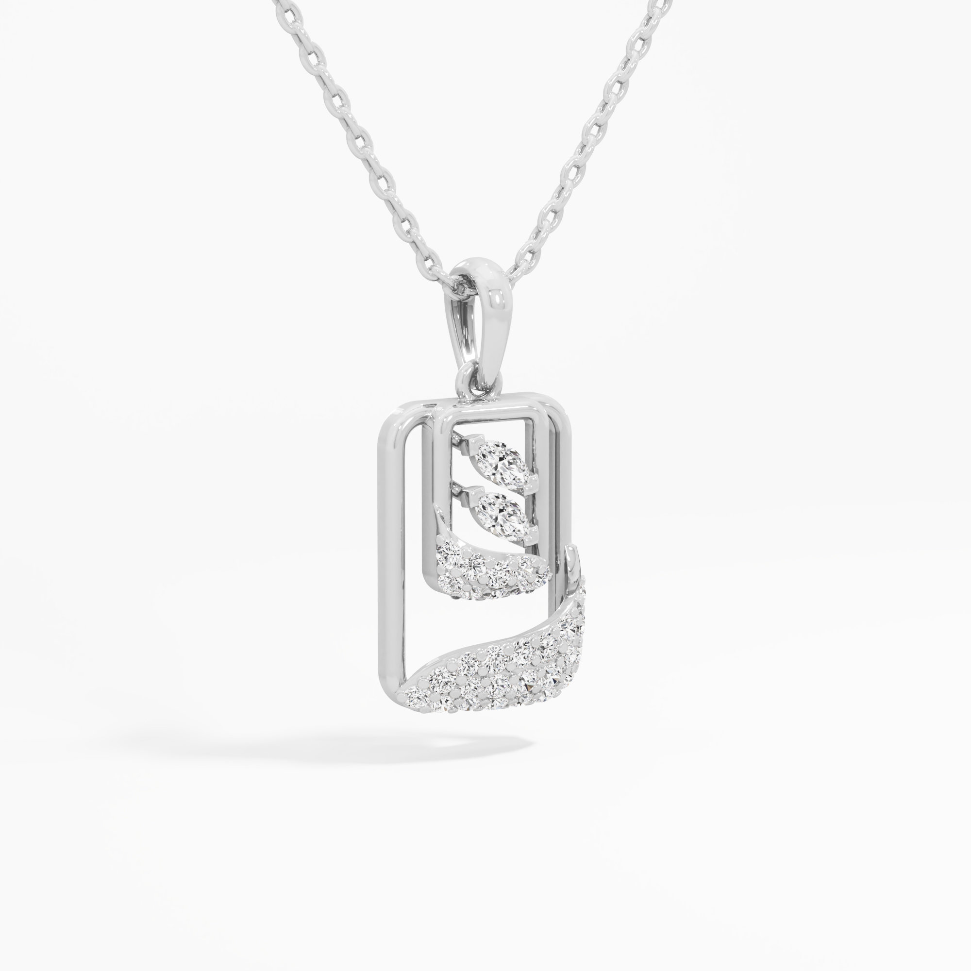 Rippling Wave Diamond Pendants | Chain Available Separately in 9KT White Gold (Diamond Quality: FG-VVS VS)