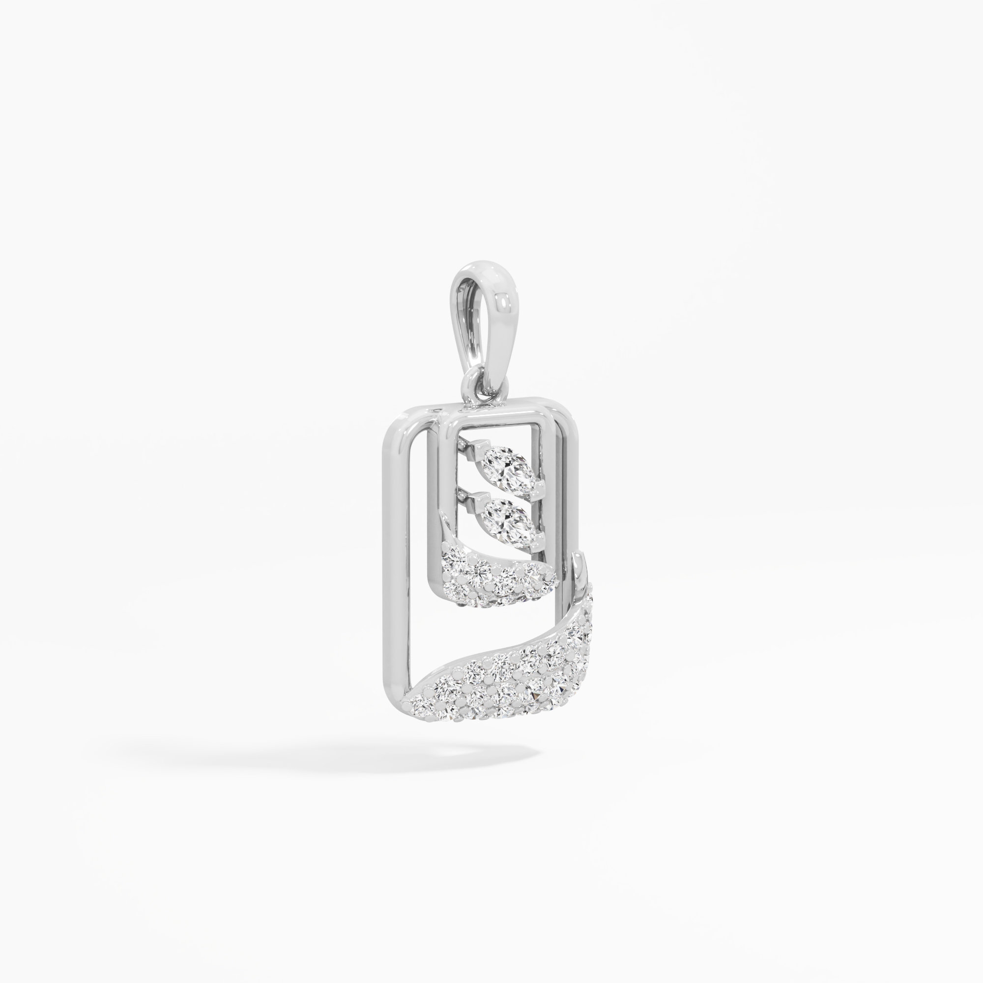 Rippling Wave Diamond Pendants | Chain Available Separately in 9KT White Gold (Diamond Quality: FG-VVS VS)