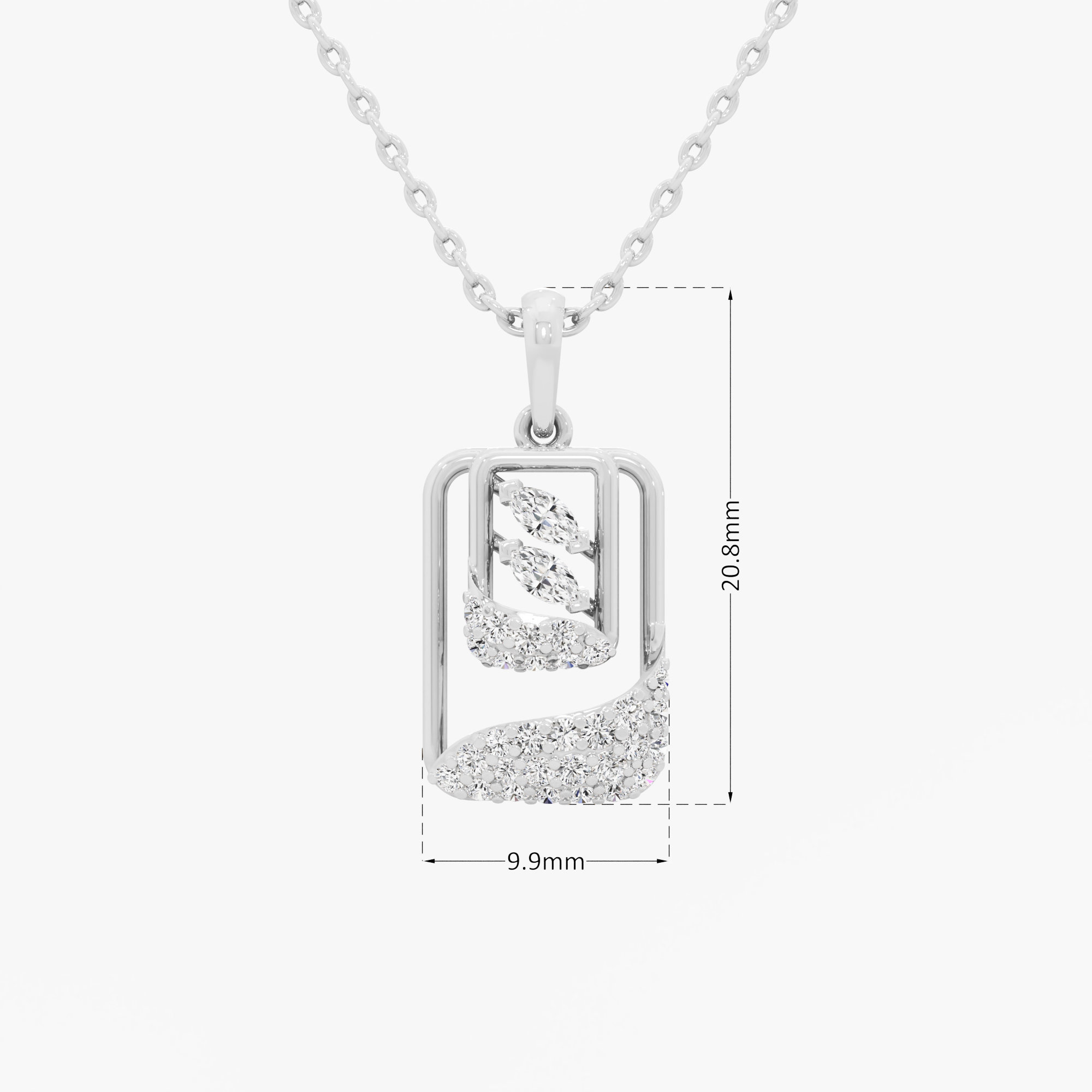 Rippling Wave Diamond Pendants | Chain Available Separately in 9KT White Gold (Diamond Quality: FG-VVS VS)