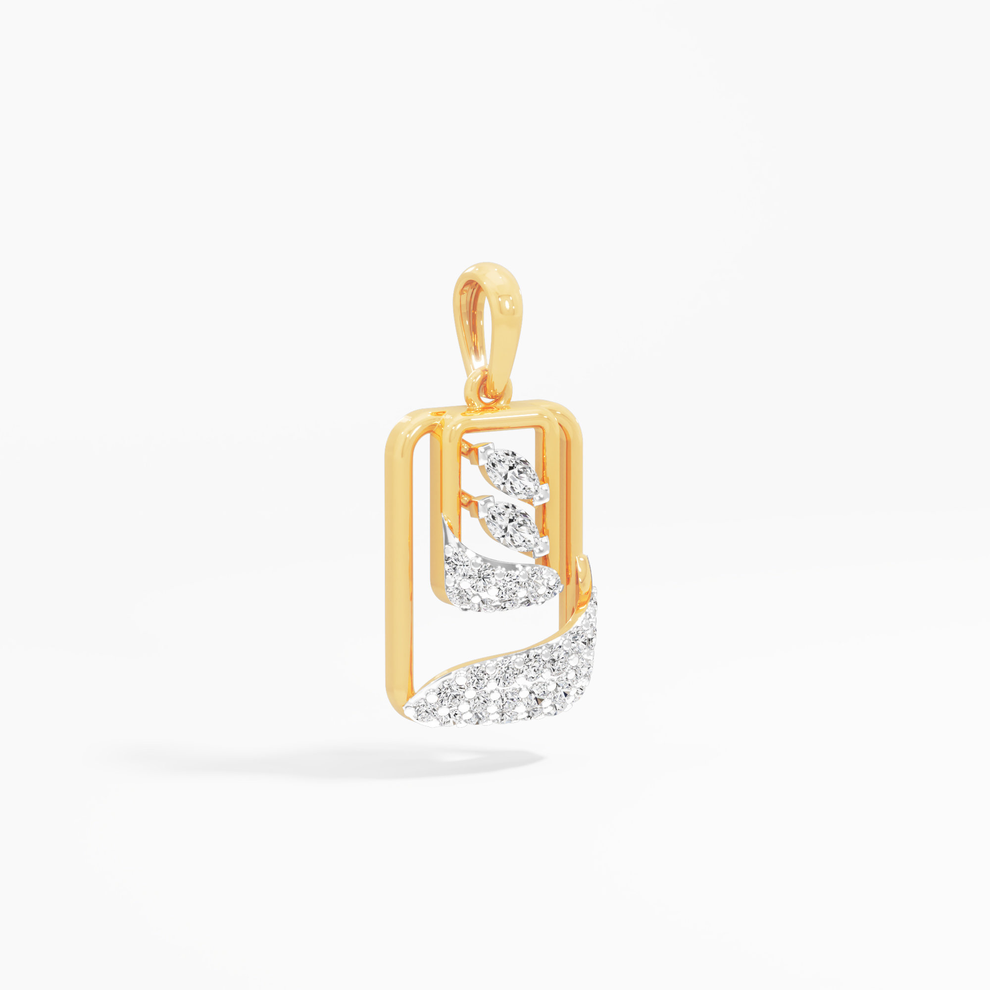 Rippling Wave Diamond Pendants | Individual Pendant in 9KT Yellow Gold (Diamond Quality: FG-VVS VS)