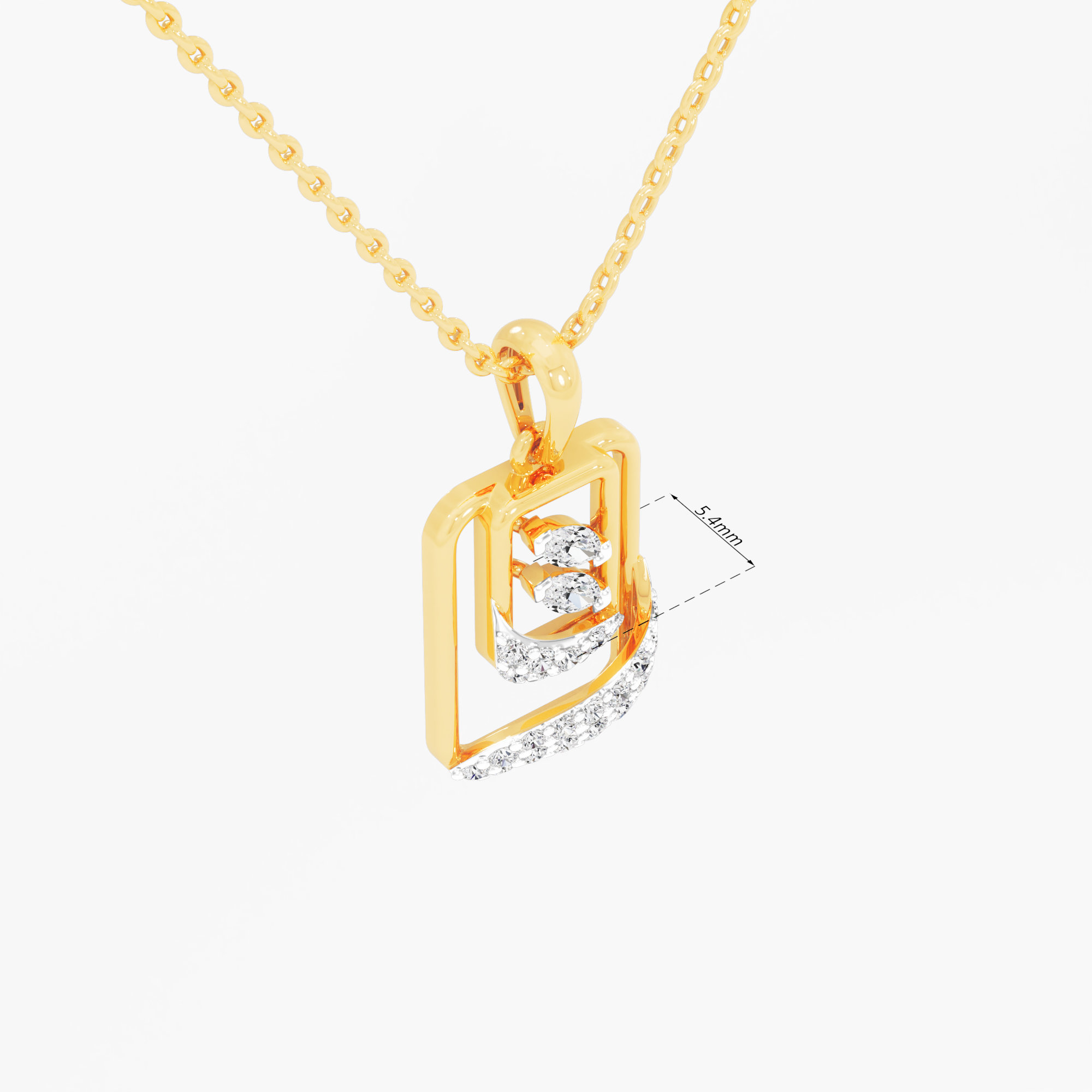 Rippling Wave Diamond Pendants | Individual Pendant in 9KT Yellow Gold (Diamond Quality: FG-VVS VS)