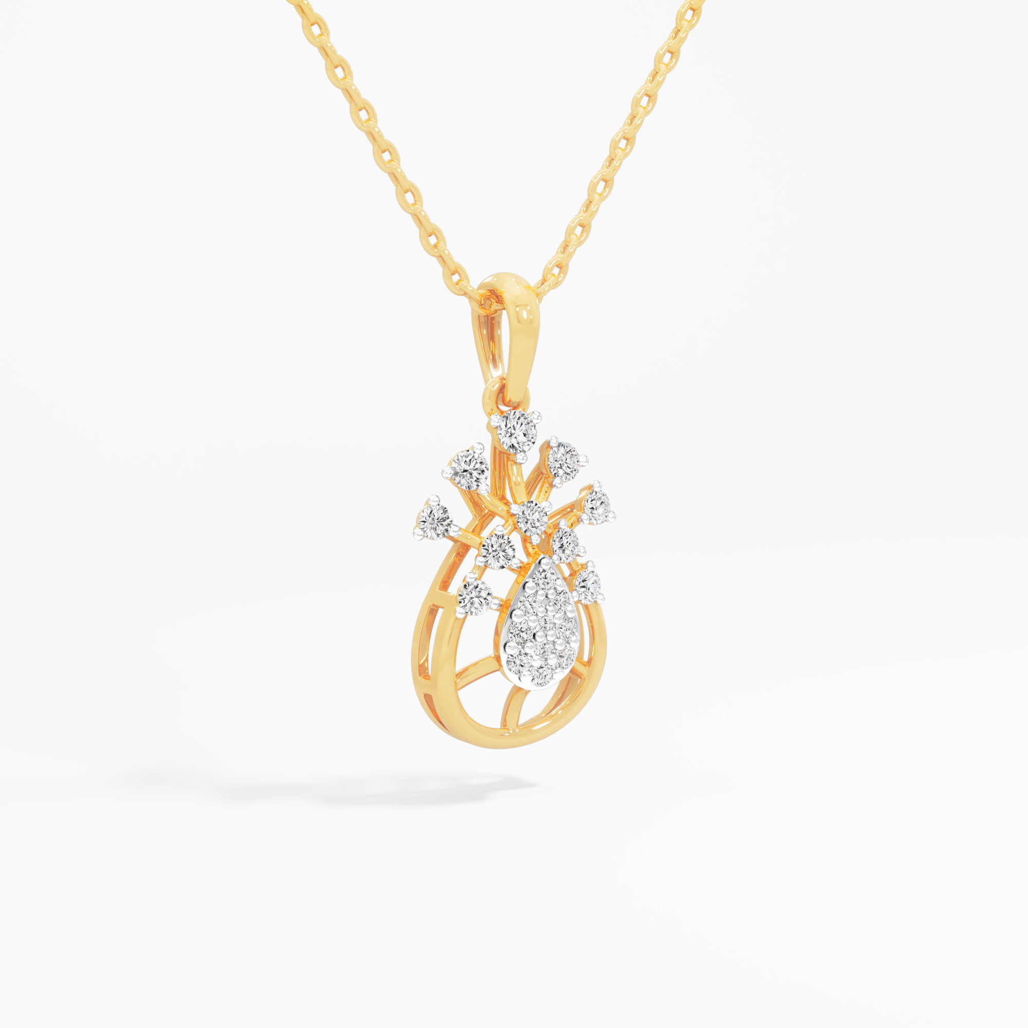 Royal Crest Diamond Pendant | Standalone Pendant in 9KT Yellow Gold (Diamond Quality: FG-VVS VS)