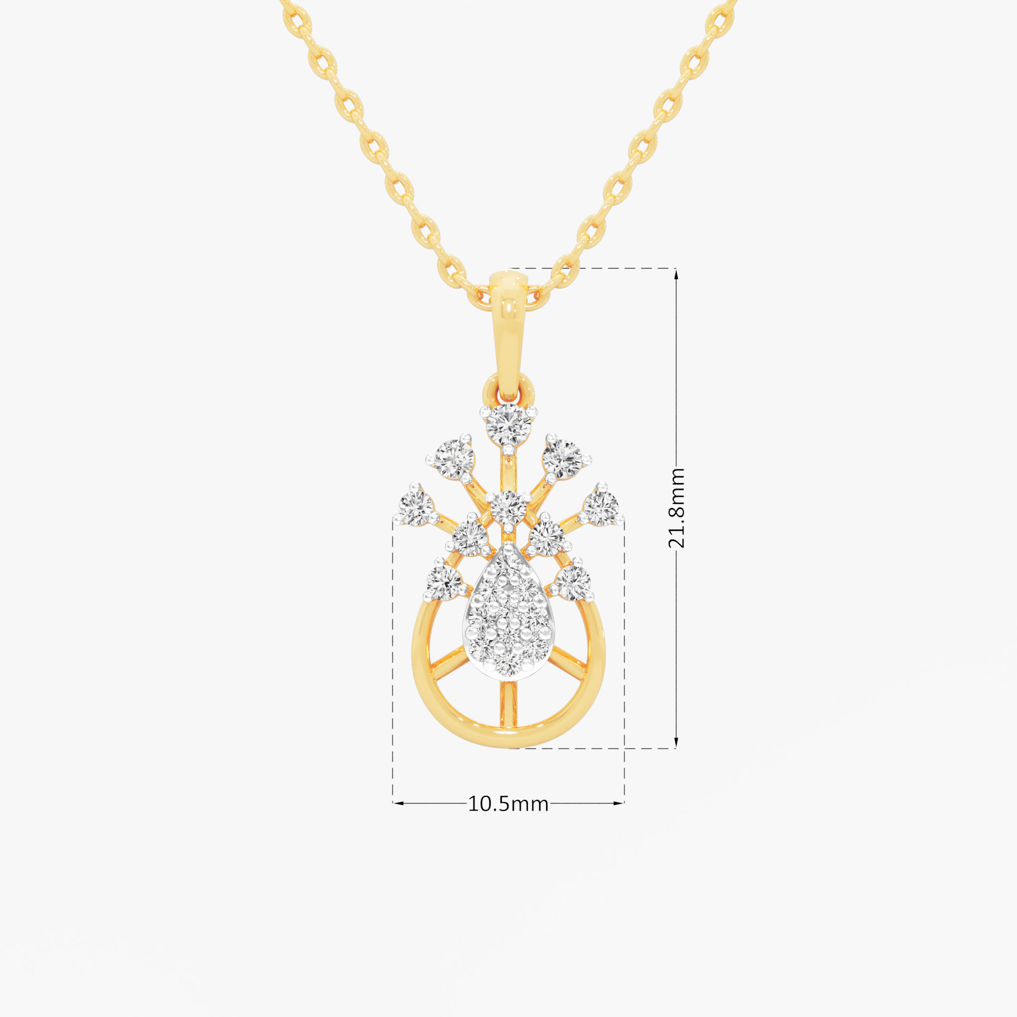 Royal Crest Diamond Pendant | Standalone Pendant in 9KT Yellow Gold (Diamond Quality: FG-VVS VS)