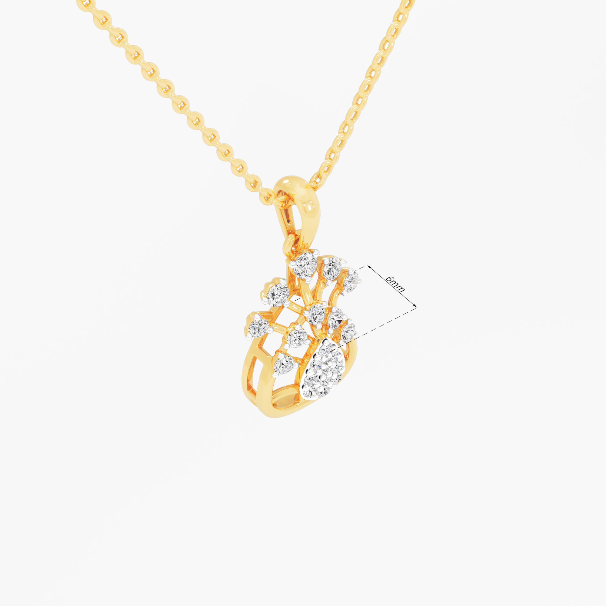 Royal Crest Diamond Pendant | Standalone Pendant in 9KT Yellow Gold (Diamond Quality: FG-VVS VS)