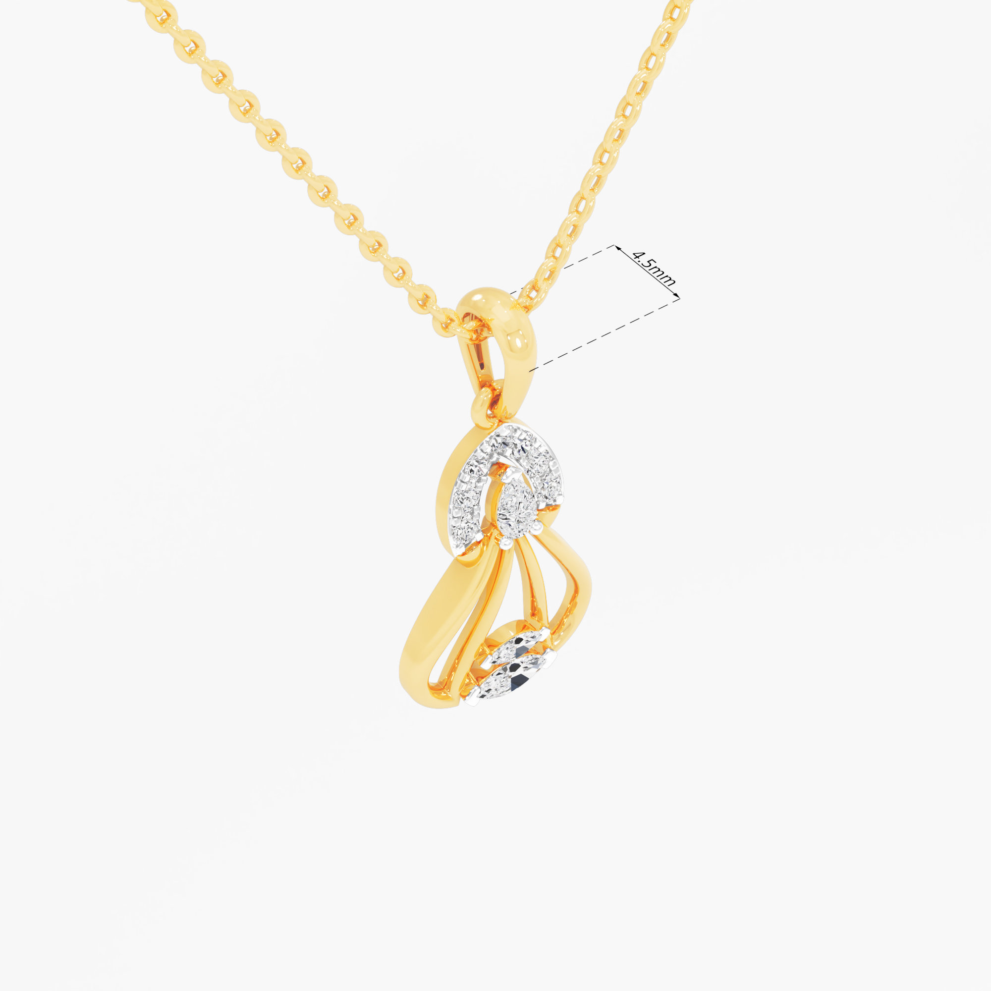 Cascading Arc Diamond Pendant | Standalone Pendant in 9KT Yellow Gold (Diamond Quality: FG-VVS VS)
