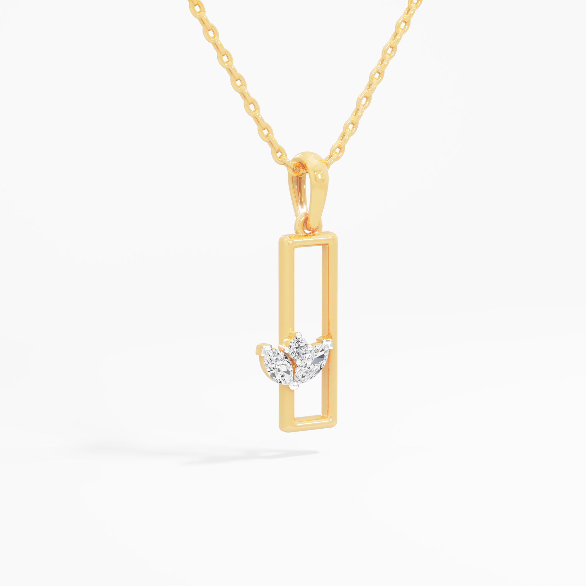 Rising Petal Diamond Pendant | Standalone Pendant in 9KT Yellow Gold (Diamond Quality: FG-VVS VS)