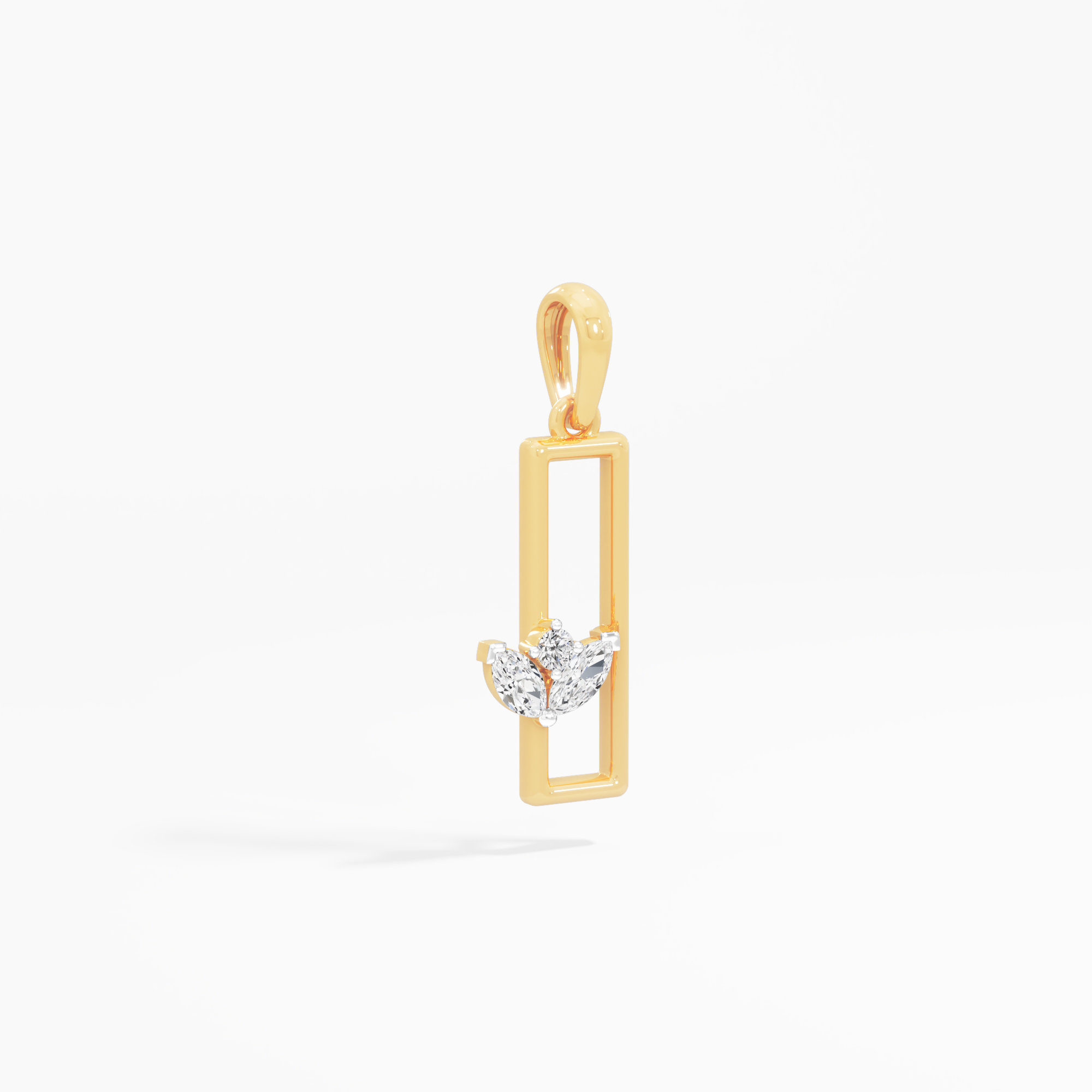Rising Petal Diamond Pendant | Standalone Pendant in 9KT Yellow Gold (Diamond Quality: FG-VVS VS)