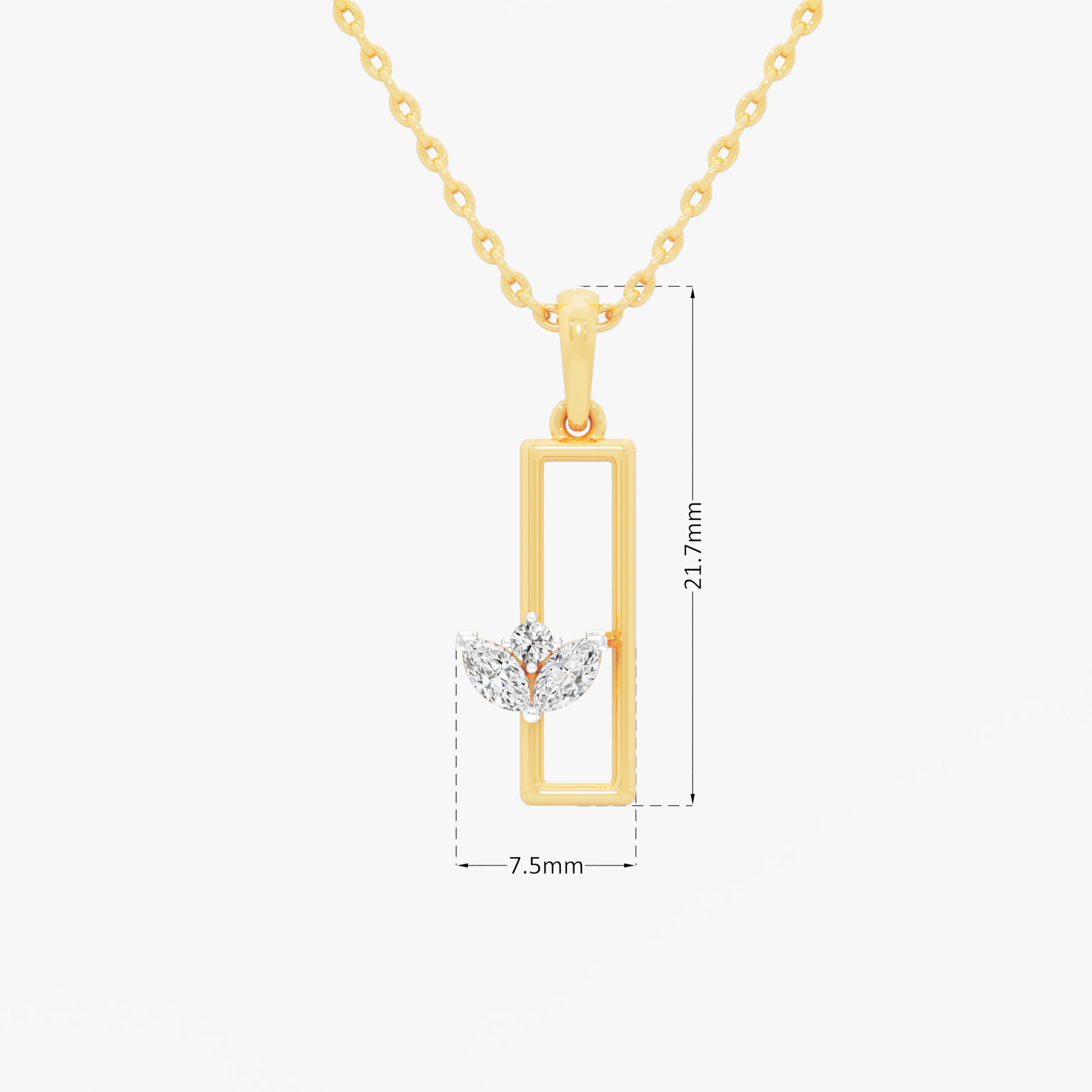 Rising Petal Diamond Pendant | Standalone Pendant in 9KT Yellow Gold (Diamond Quality: FG-VVS VS)