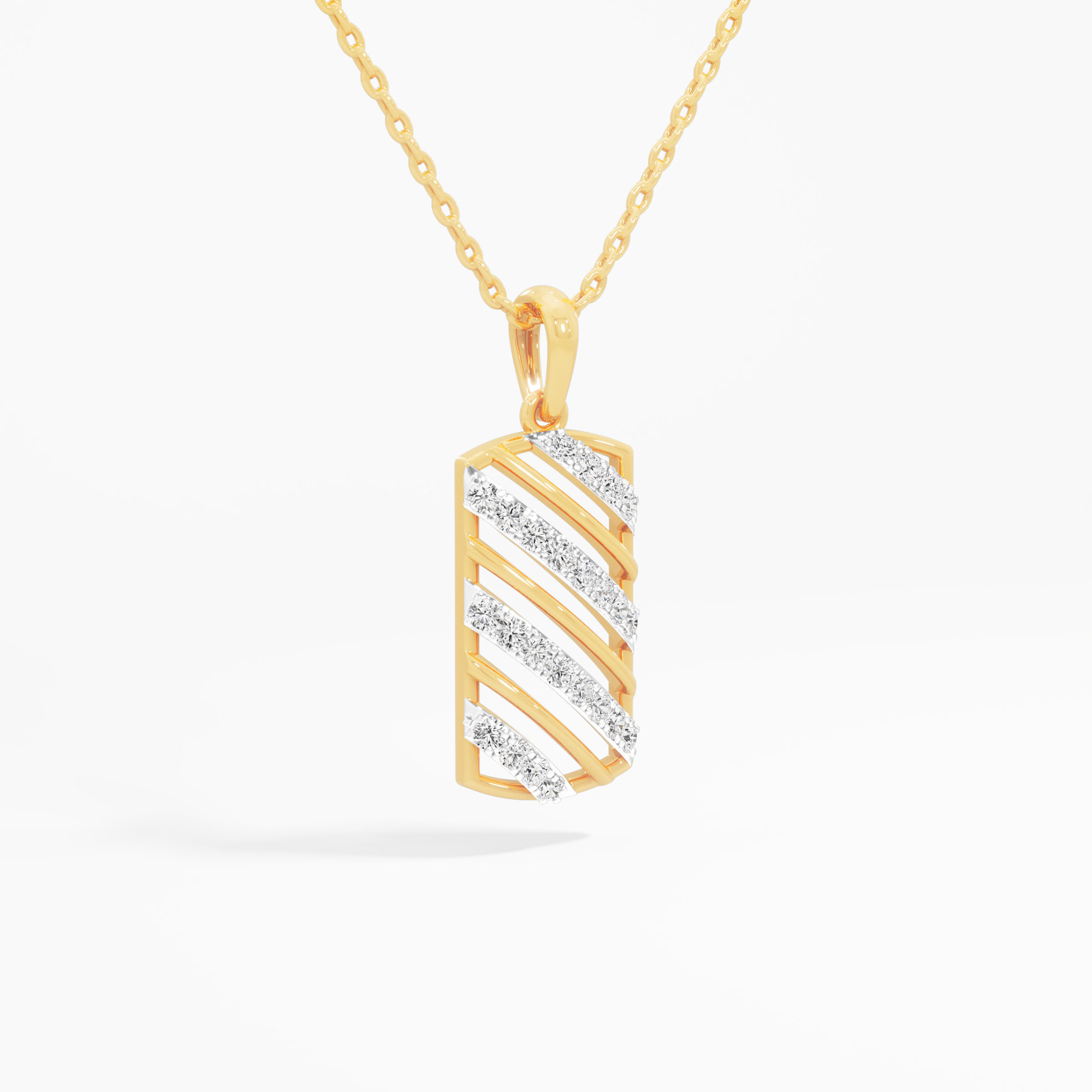 Diagonal Stripe Diamond Pendant | Chain Available Separately in 9KT Yellow Gold (Diamond Quality: FG-VVS VS)