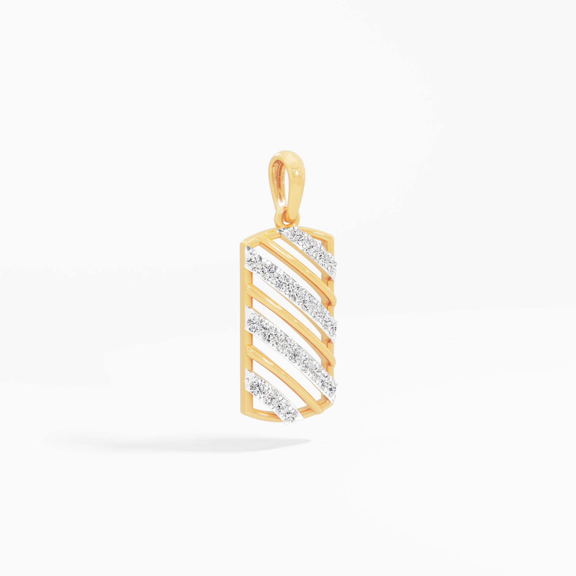 Diagonal Stripe Diamond Pendant | Chain Available Separately in 9KT Yellow Gold (Diamond Quality: FG-VVS VS)