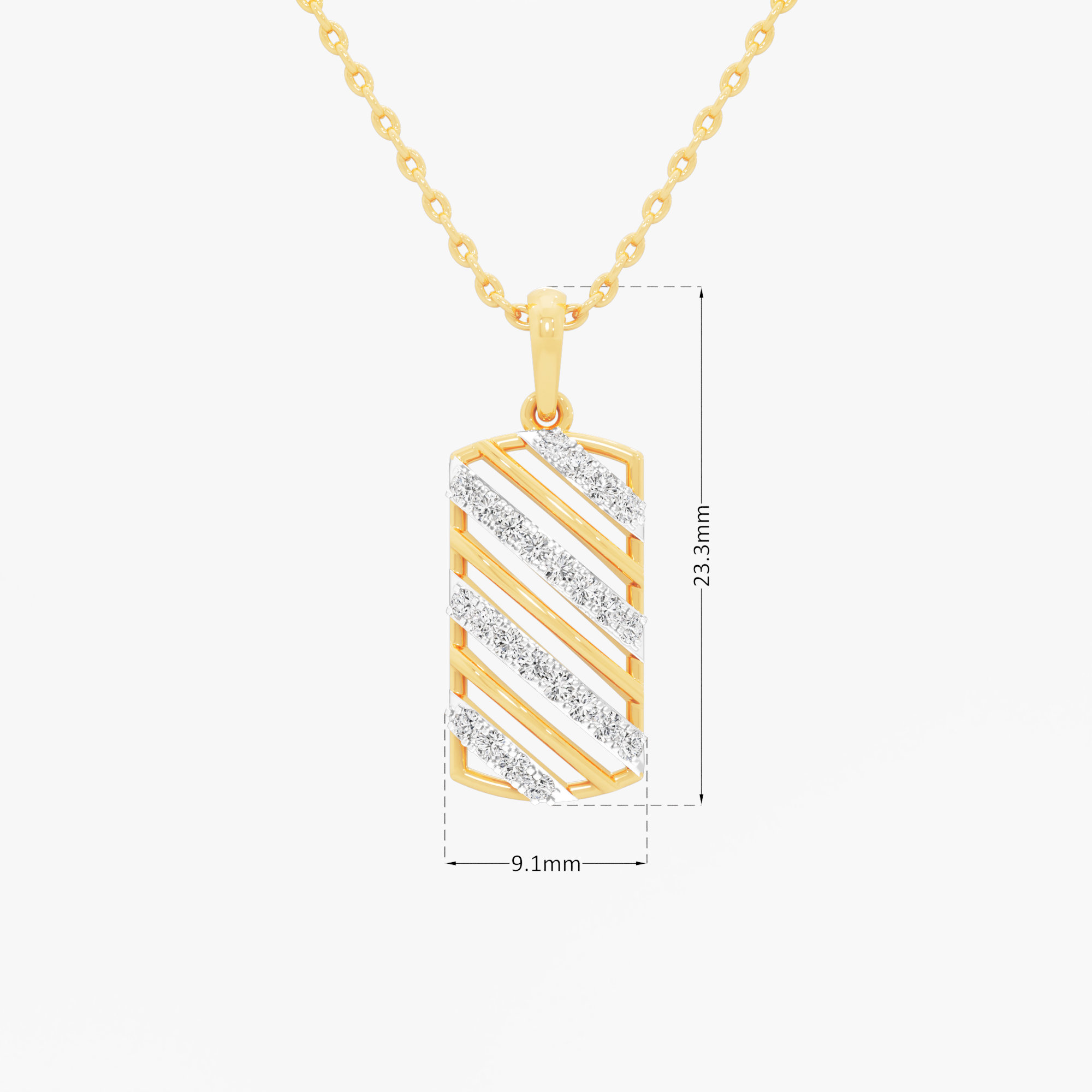Diagonal Stripe Diamond Pendant | Chain Available Separately in 9KT Yellow Gold (Diamond Quality: FG-VVS VS)