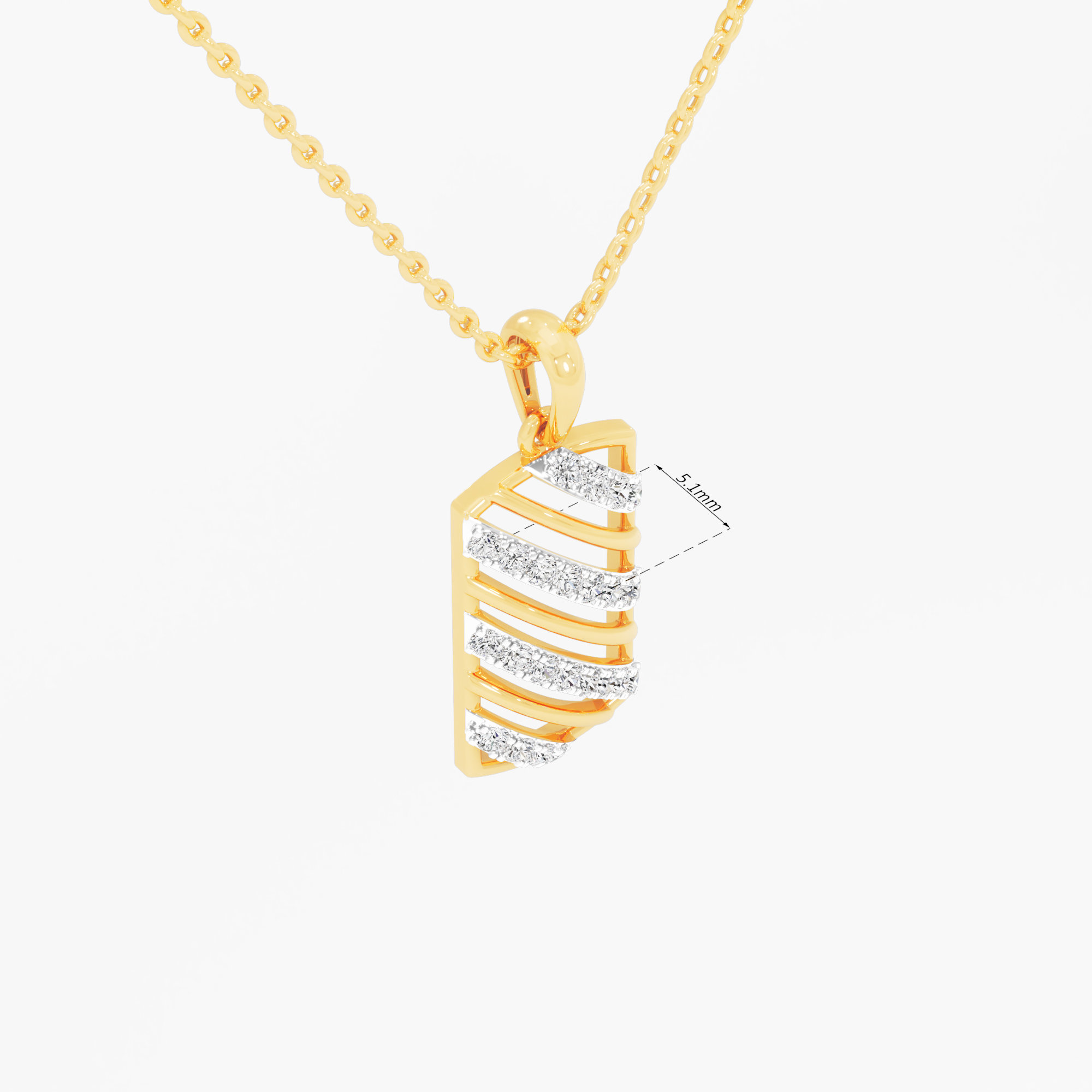 Diagonal Stripe Diamond Pendant | Chain Available Separately in 9KT Yellow Gold (Diamond Quality: FG-VVS VS)
