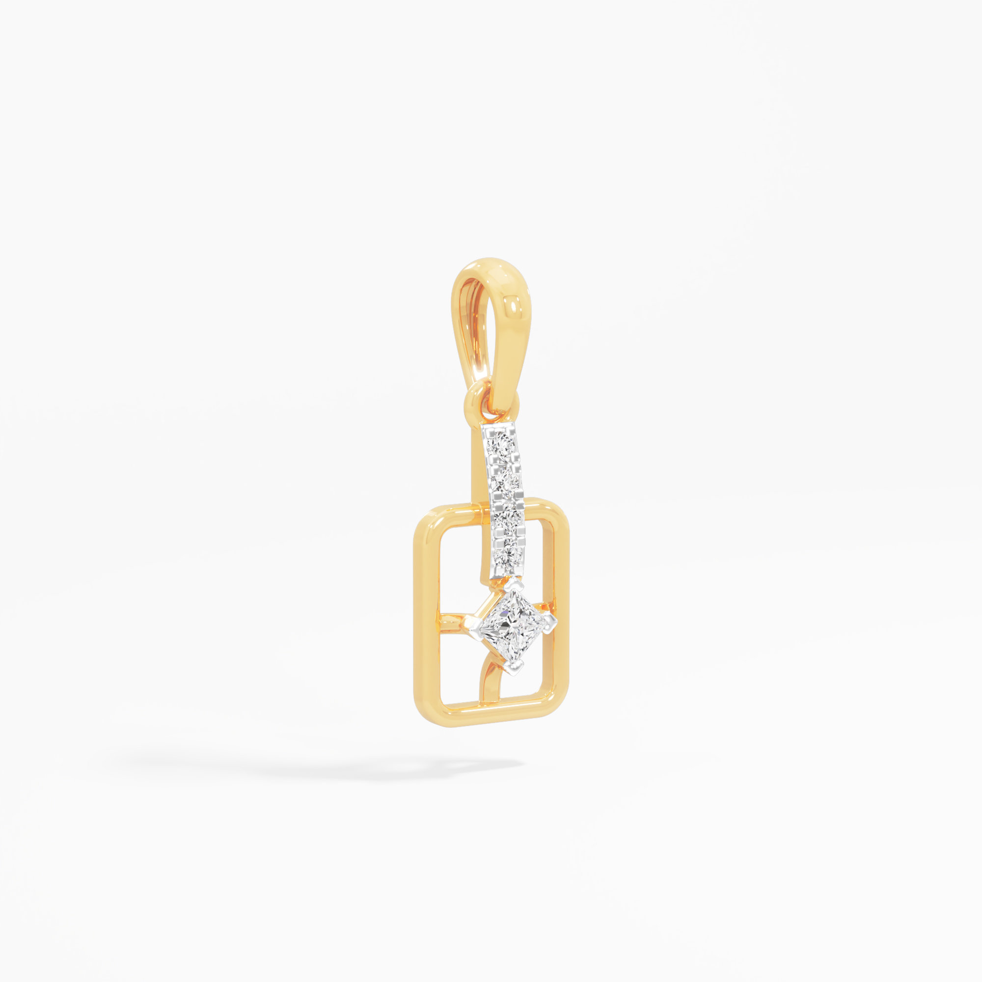 Framed Princess Diamond Pendant | Pendant Only (Chain Sold Separately) in 9KT Yellow Gold (Diamond Quality: FG-VVS VS)