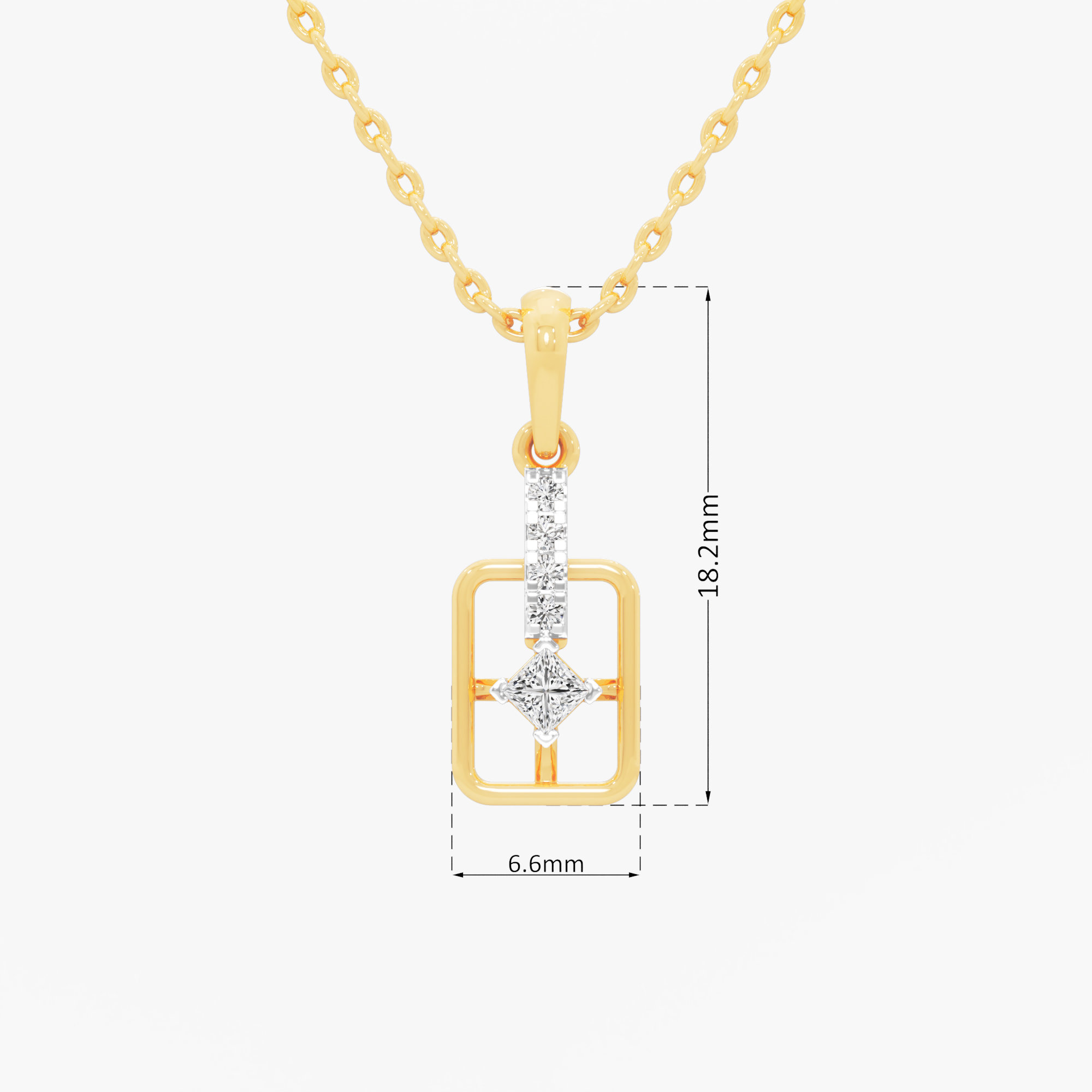 Framed Princess Diamond Pendant | Pendant Only (Chain Sold Separately) in 9KT Yellow Gold (Diamond Quality: FG-VVS VS)