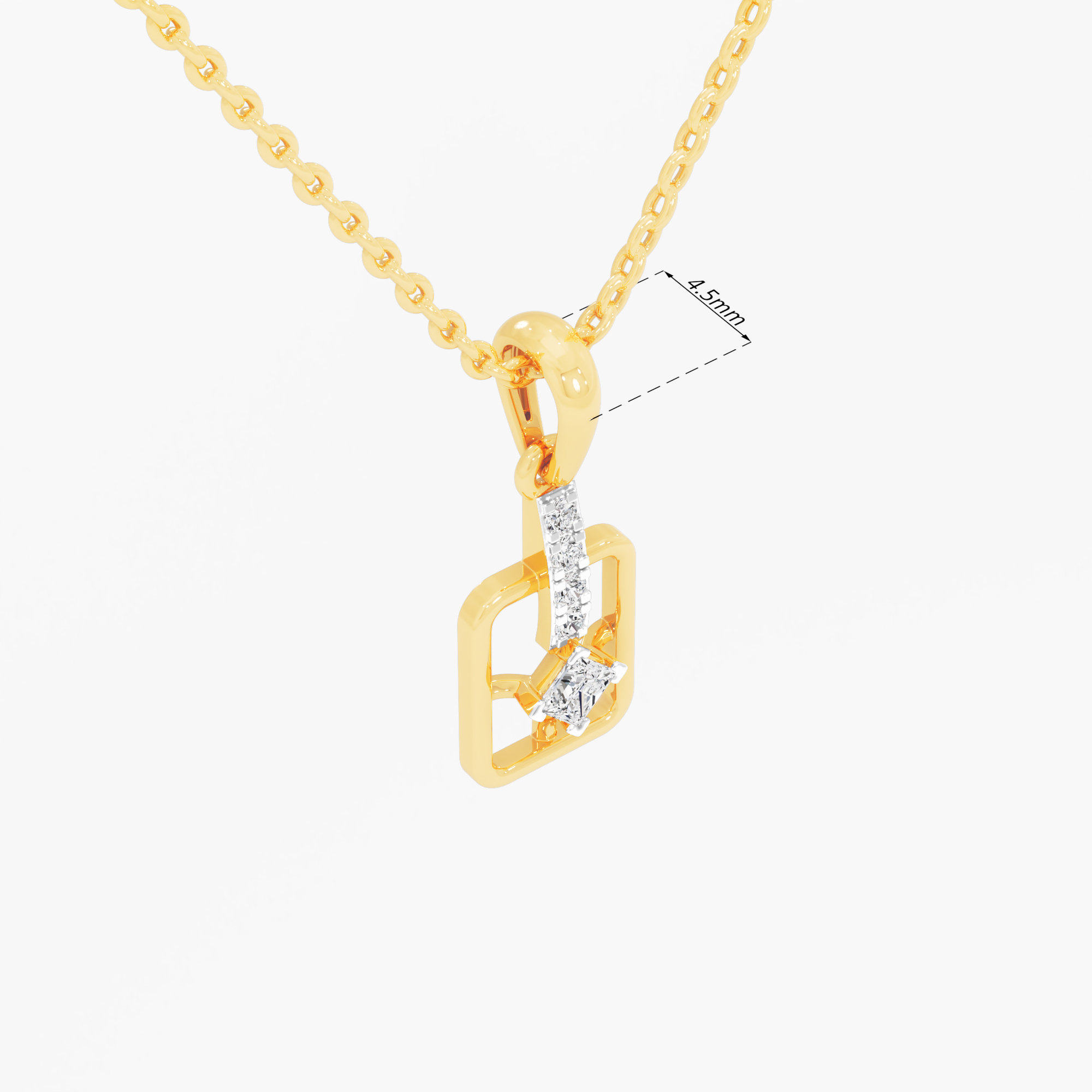 Framed Princess Diamond Pendant | Pendant Only (Chain Sold Separately) in 9KT Yellow Gold (Diamond Quality: FG-VVS VS)