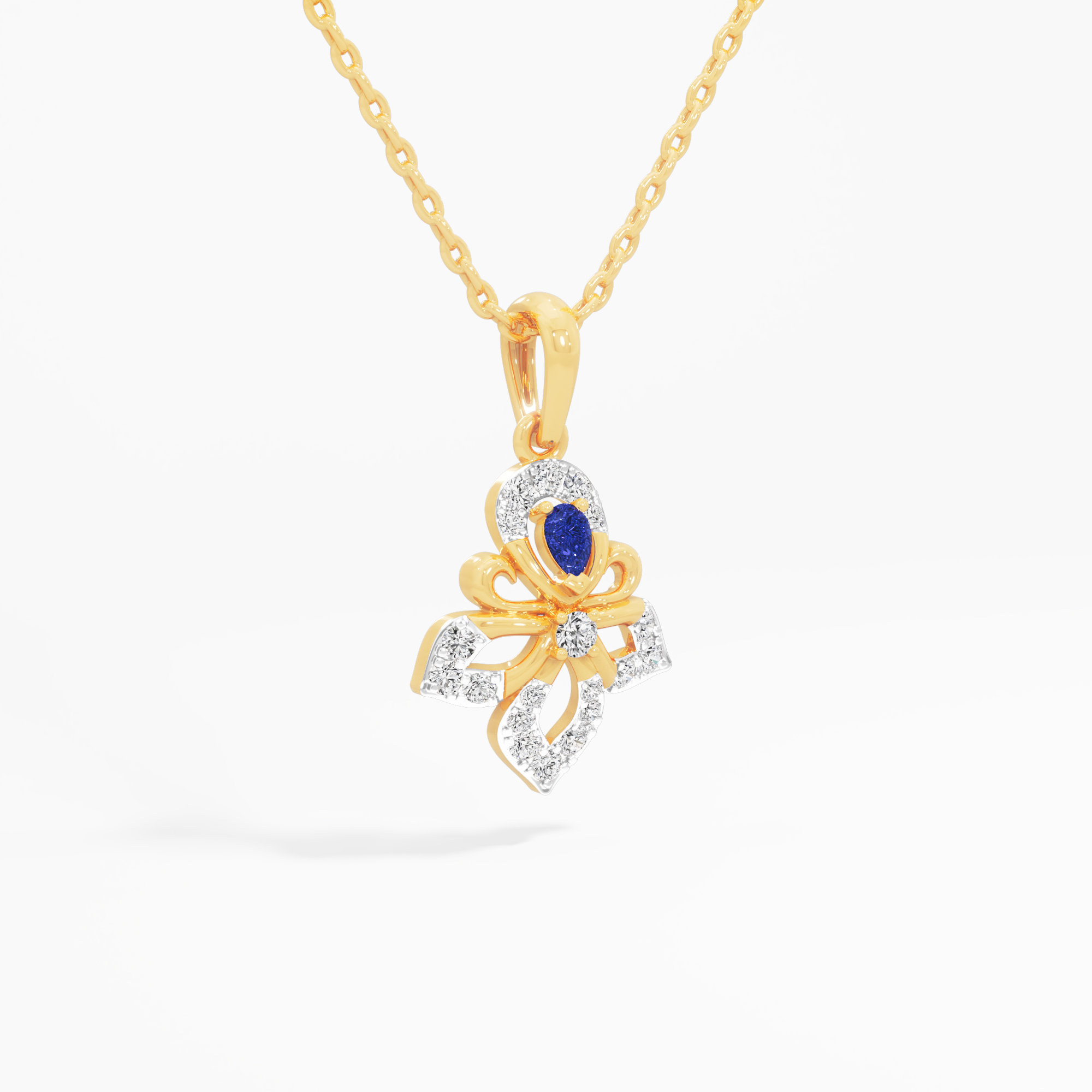 Fleur de Lis Diamond Pendant | Individual Pendant in 9KT Yellow Gold (Diamond Quality: FG-VVS VS)