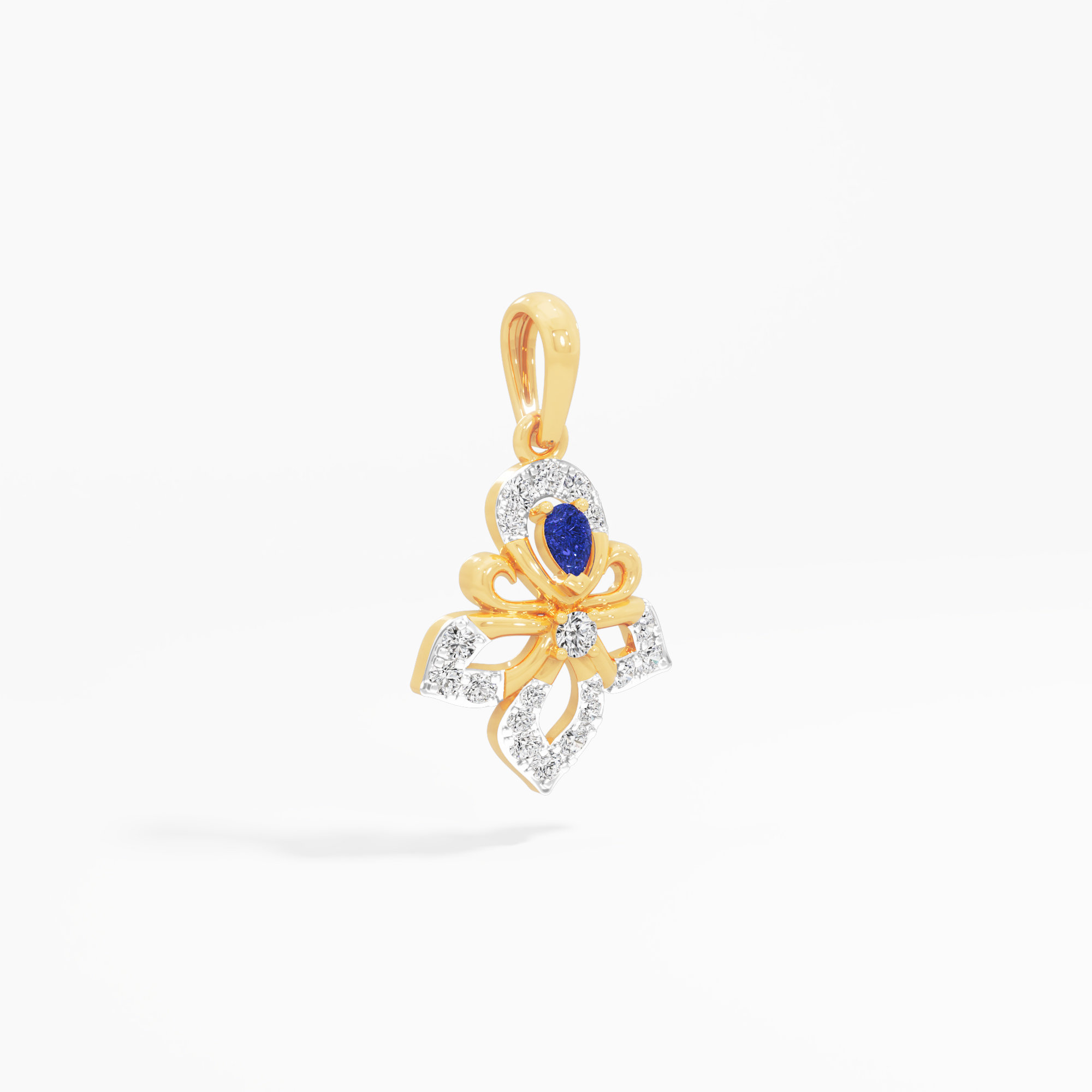 Fleur de Lis Diamond Pendant | Individual Pendant in 9KT Yellow Gold (Diamond Quality: FG-VVS VS)