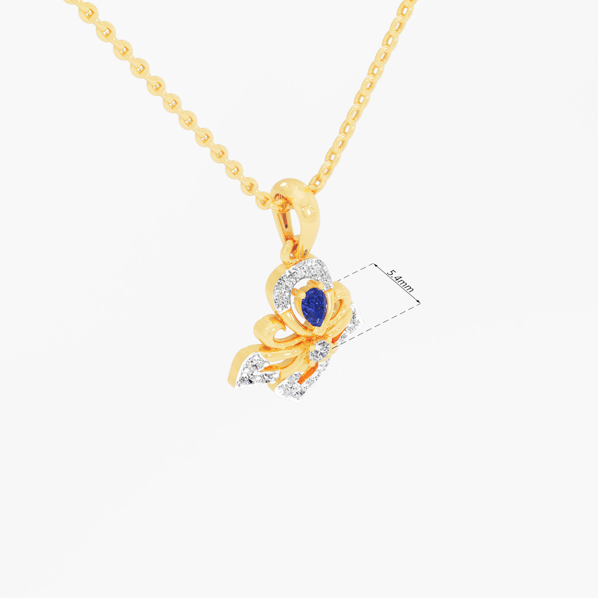 Fleur de Lis Diamond Pendant | Individual Pendant in 9KT Yellow Gold (Diamond Quality: FG-VVS VS)