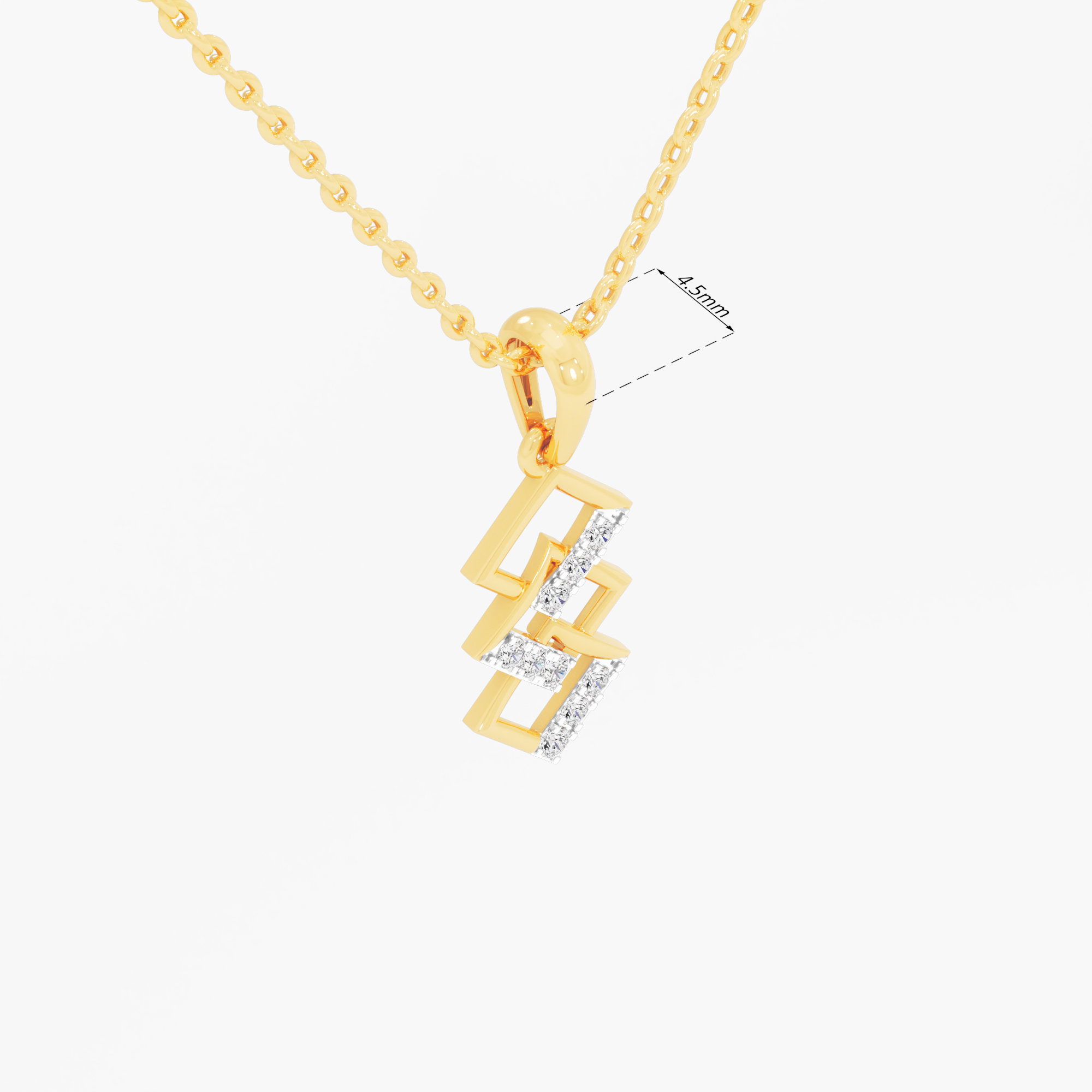Interlocked Square Diamond Pendant | Individual Pendant in 9KT Yellow Gold (Diamond Quality: FG-VVS VS)