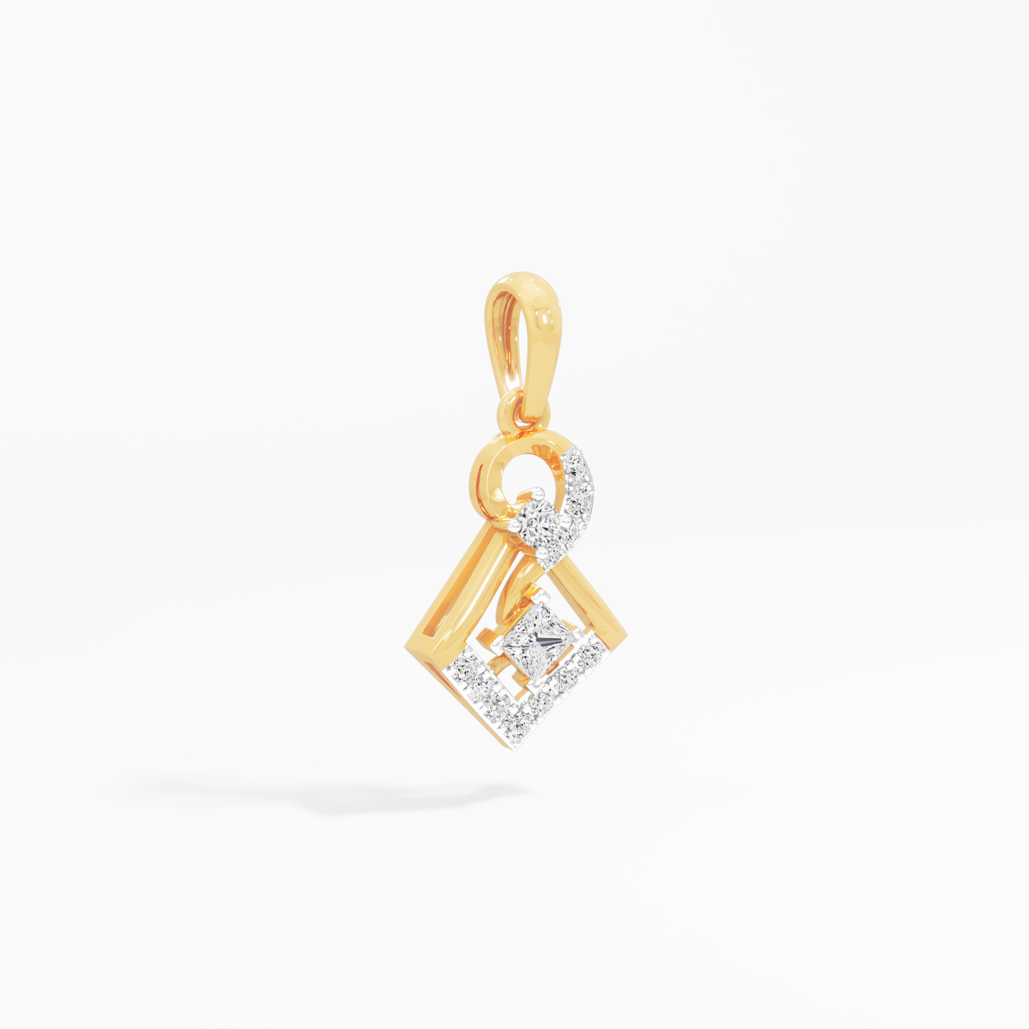 Princess Swirl Diamond Pendant | Pendant Only (Chain Sold Separately) in 9KT Yellow Gold (Diamond Quality: FG-VVS VS)