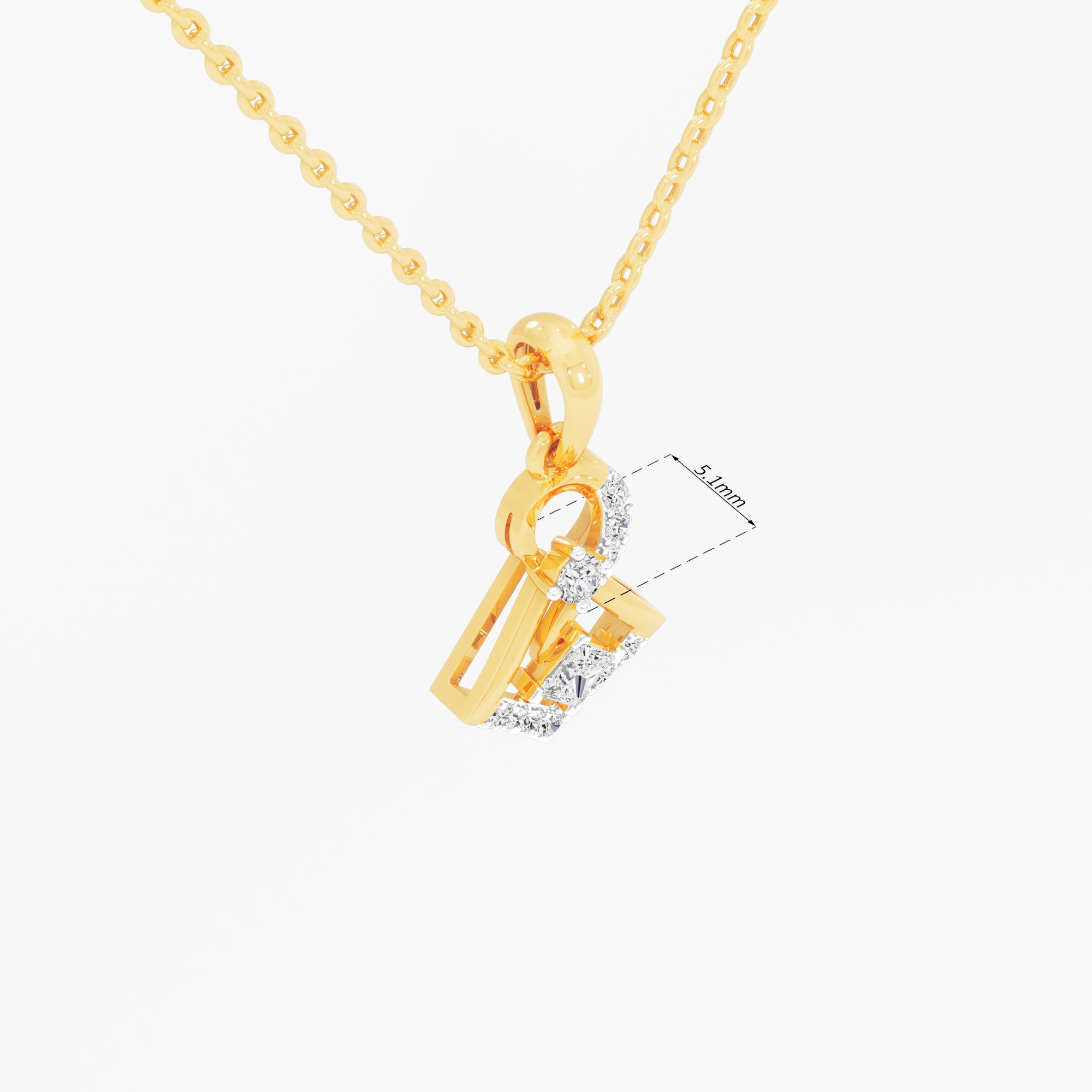 Princess Swirl Diamond Pendant | Pendant Only (Chain Sold Separately) in 9KT Yellow Gold (Diamond Quality: FG-VVS VS)