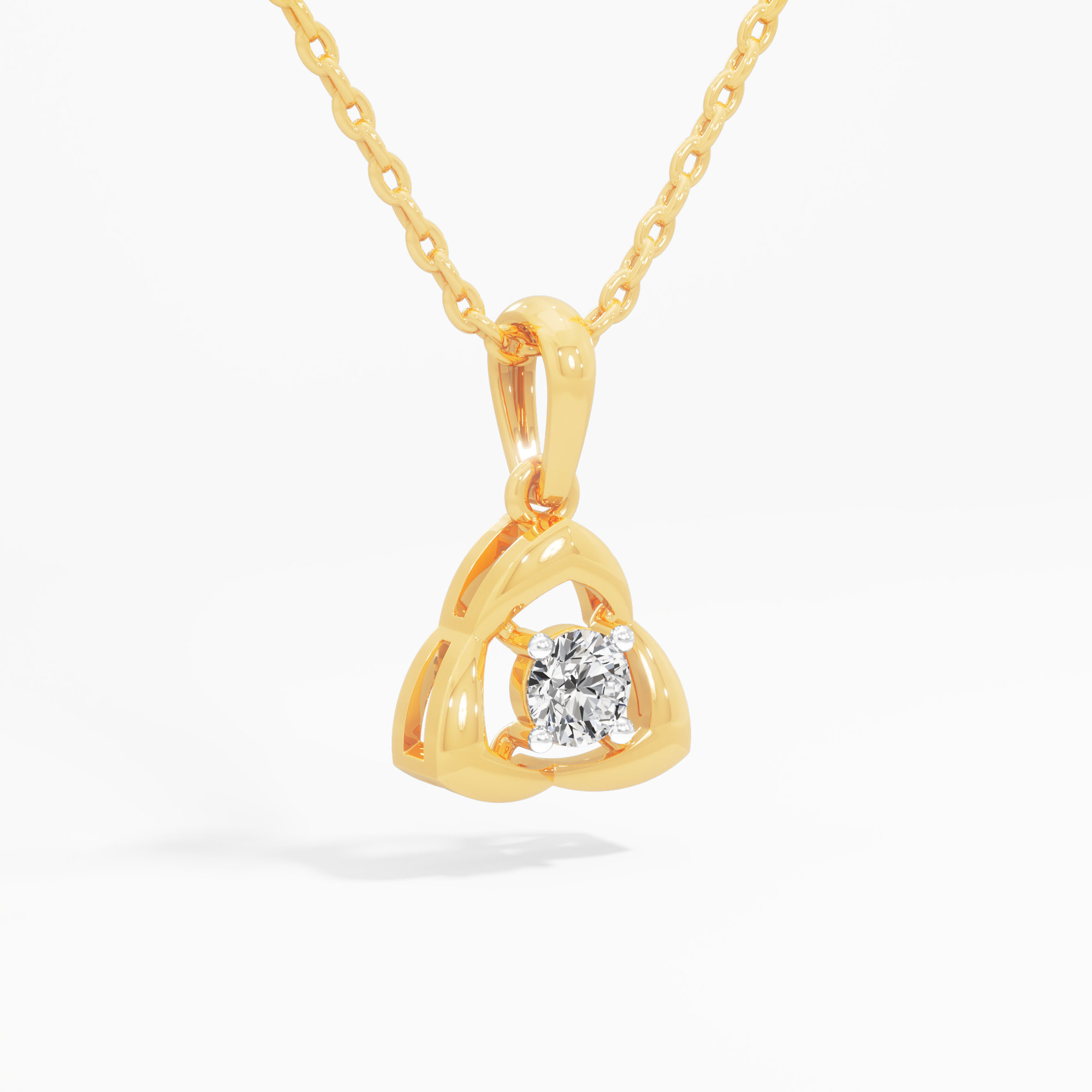 Trefoil Solitaire Diamond Pendant | Pendant Only (Chain Sold Separately) in 9KT Yellow Gold (Diamond Quality: FG-VVS VS)