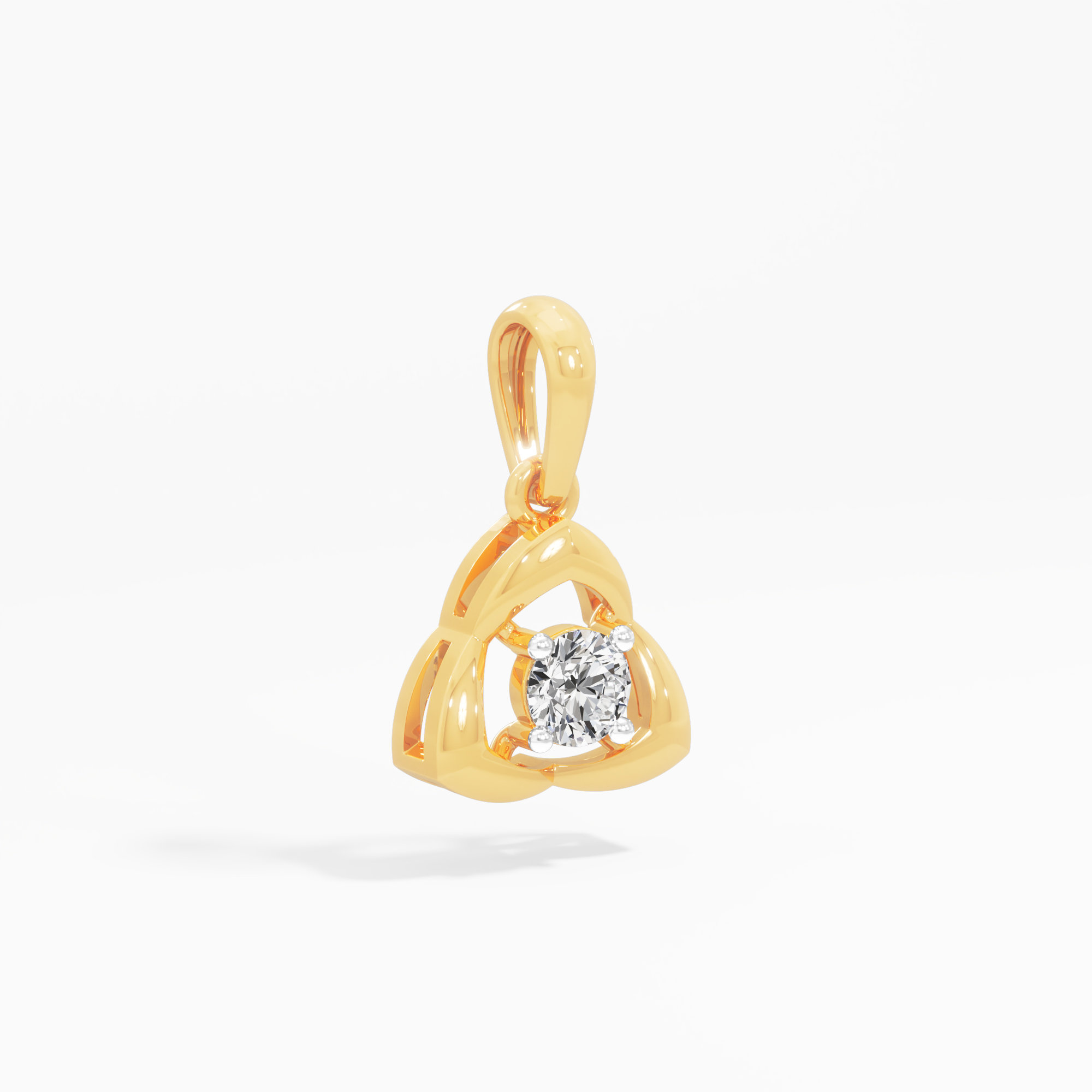 Trefoil Solitaire Diamond Pendant | Pendant Only (Chain Sold Separately) in 9KT Yellow Gold (Diamond Quality: FG-VVS VS)