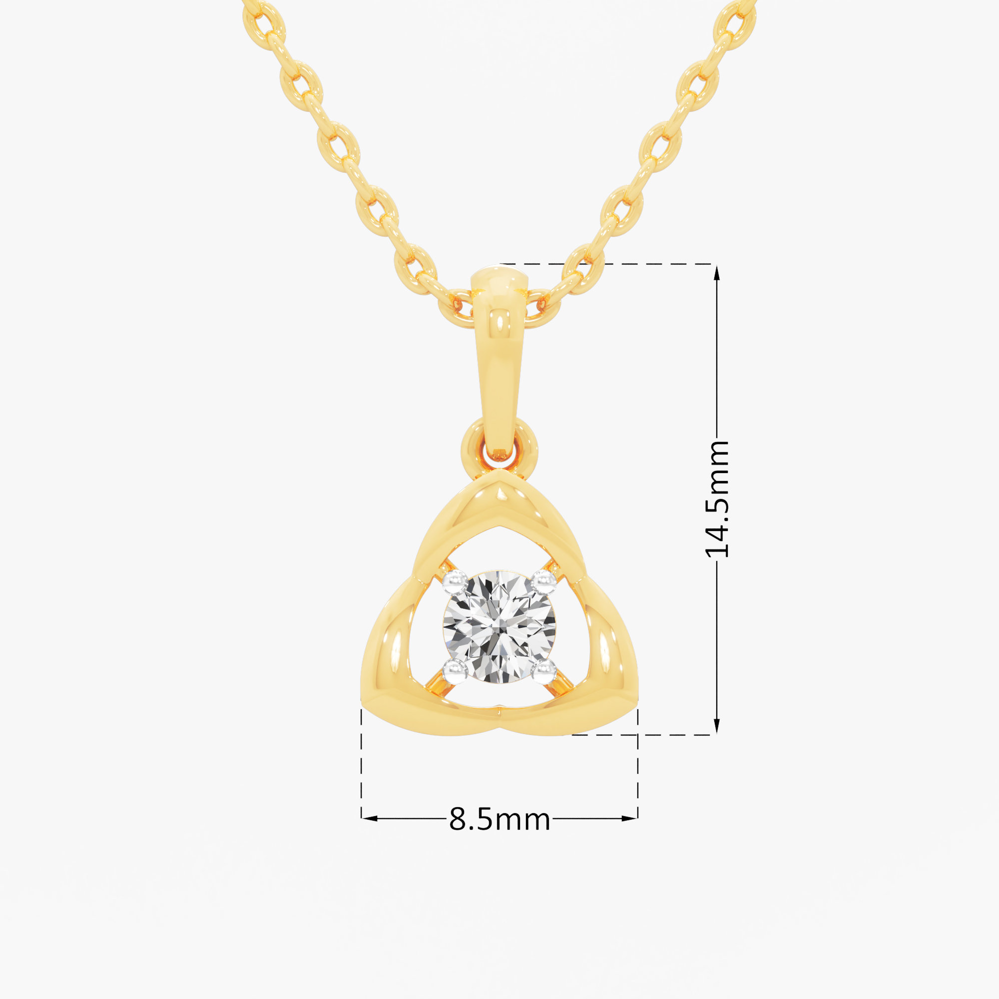Trefoil Solitaire Diamond Pendant | Pendant Only (Chain Sold Separately) in 9KT Yellow Gold (Diamond Quality: FG-VVS VS)
