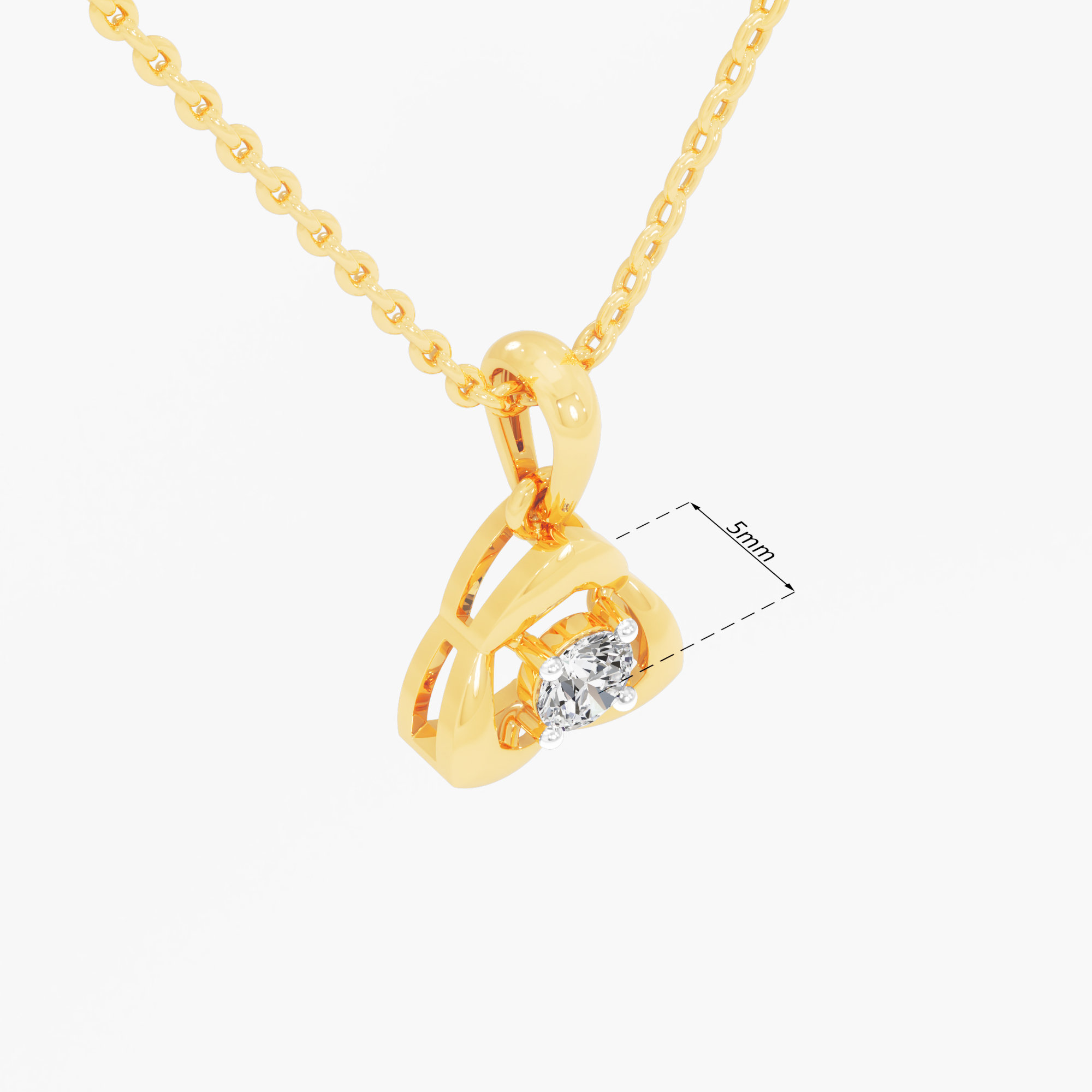 Trefoil Solitaire Diamond Pendant | Pendant Only (Chain Sold Separately) in 9KT Yellow Gold (Diamond Quality: FG-VVS VS)