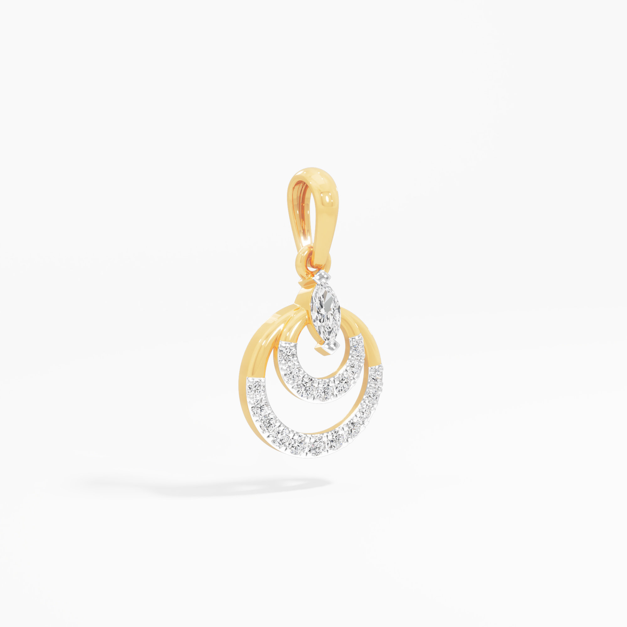 Crescent Halo Diamond Pendant | Standalone Pendant in 9KT Yellow Gold (Diamond Quality: FG-VVS VS)