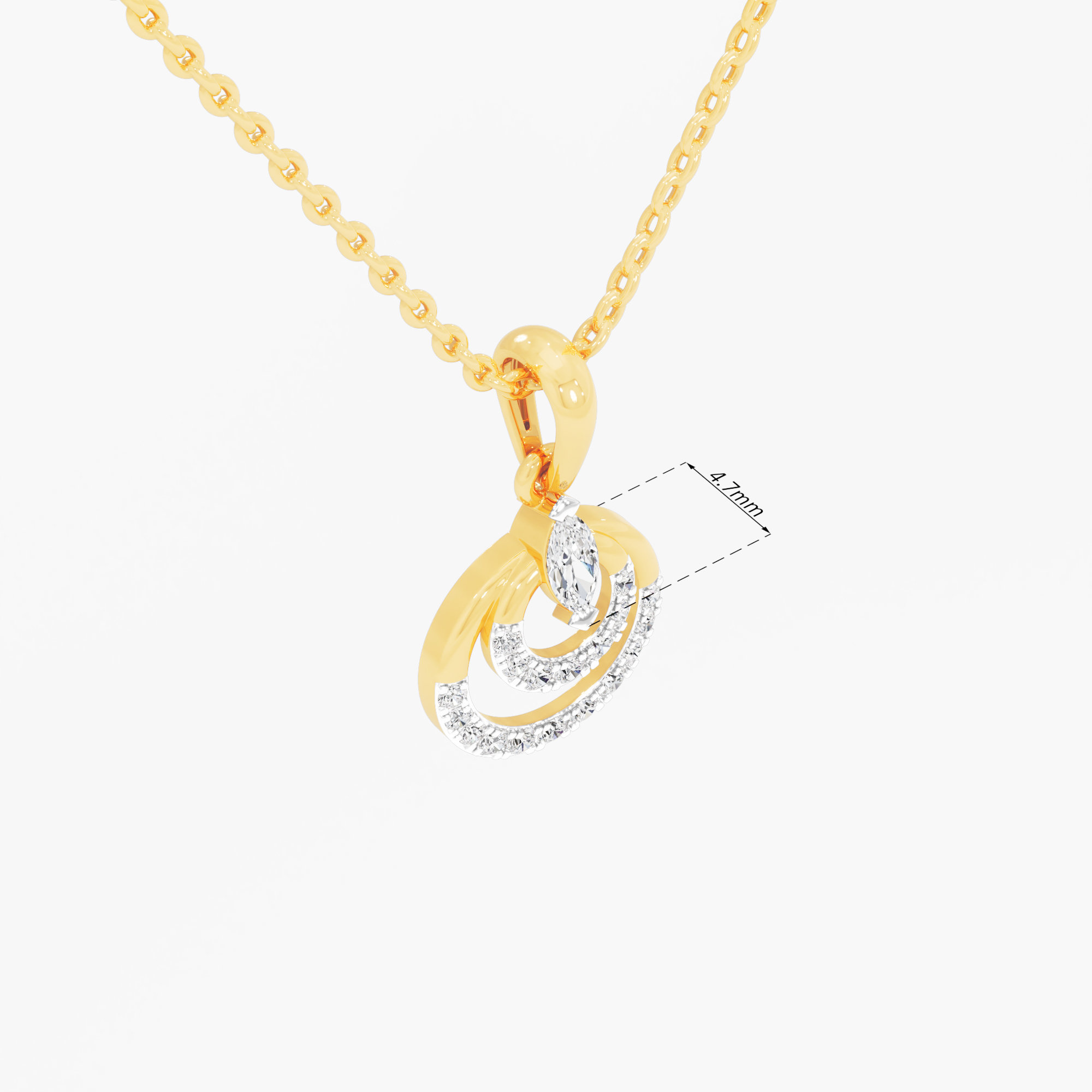 Crescent Halo Diamond Pendant | Standalone Pendant in 9KT Yellow Gold (Diamond Quality: FG-VVS VS)