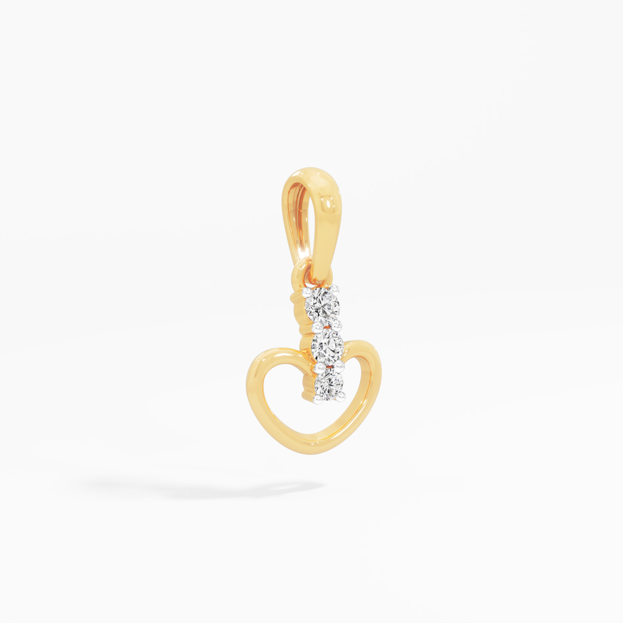 Heart Trio Diamond Pendant | Standalone Pendant in 9KT Yellow Gold (Diamond Quality: FG-VVS VS)
